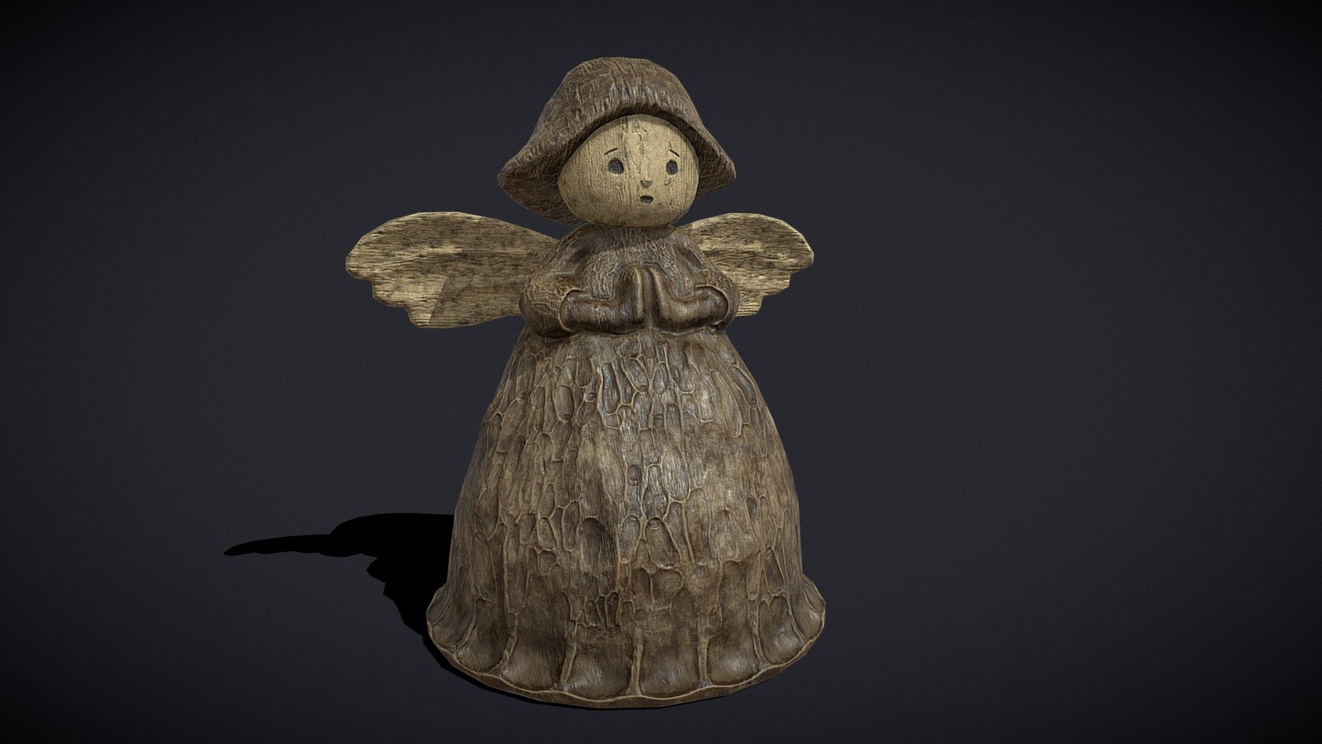 Angel Wood Figurine 3d model