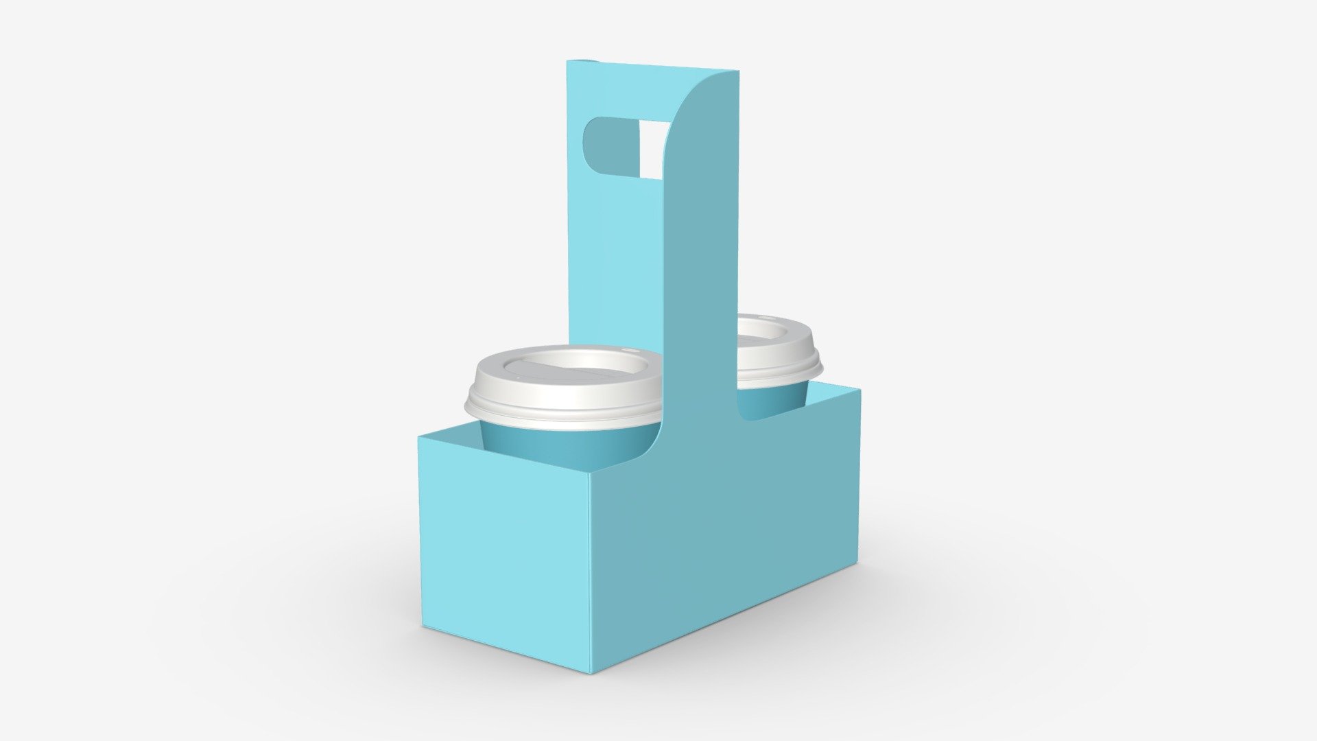 Paper coffee cups with holder 03 3d model