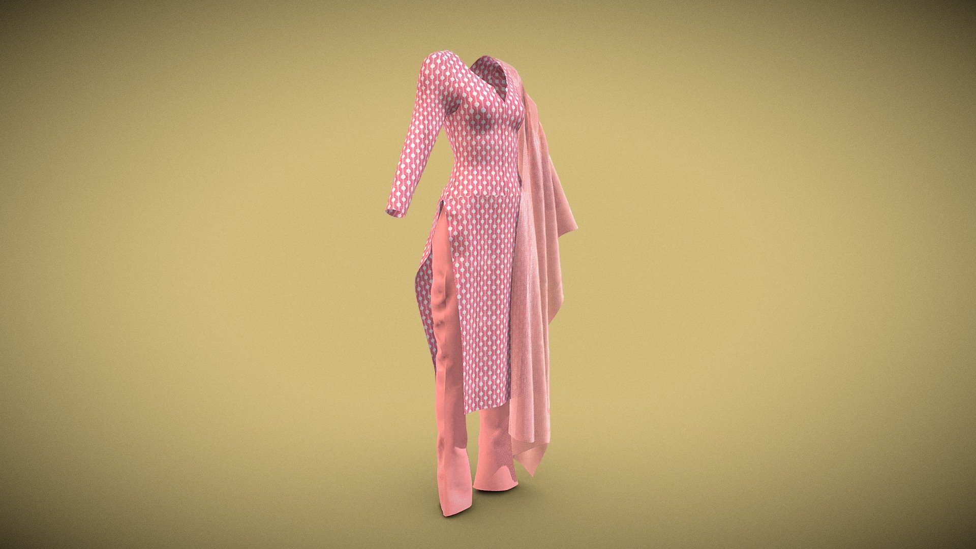 Kurtha (Nepali / Indian Dress) 3d model