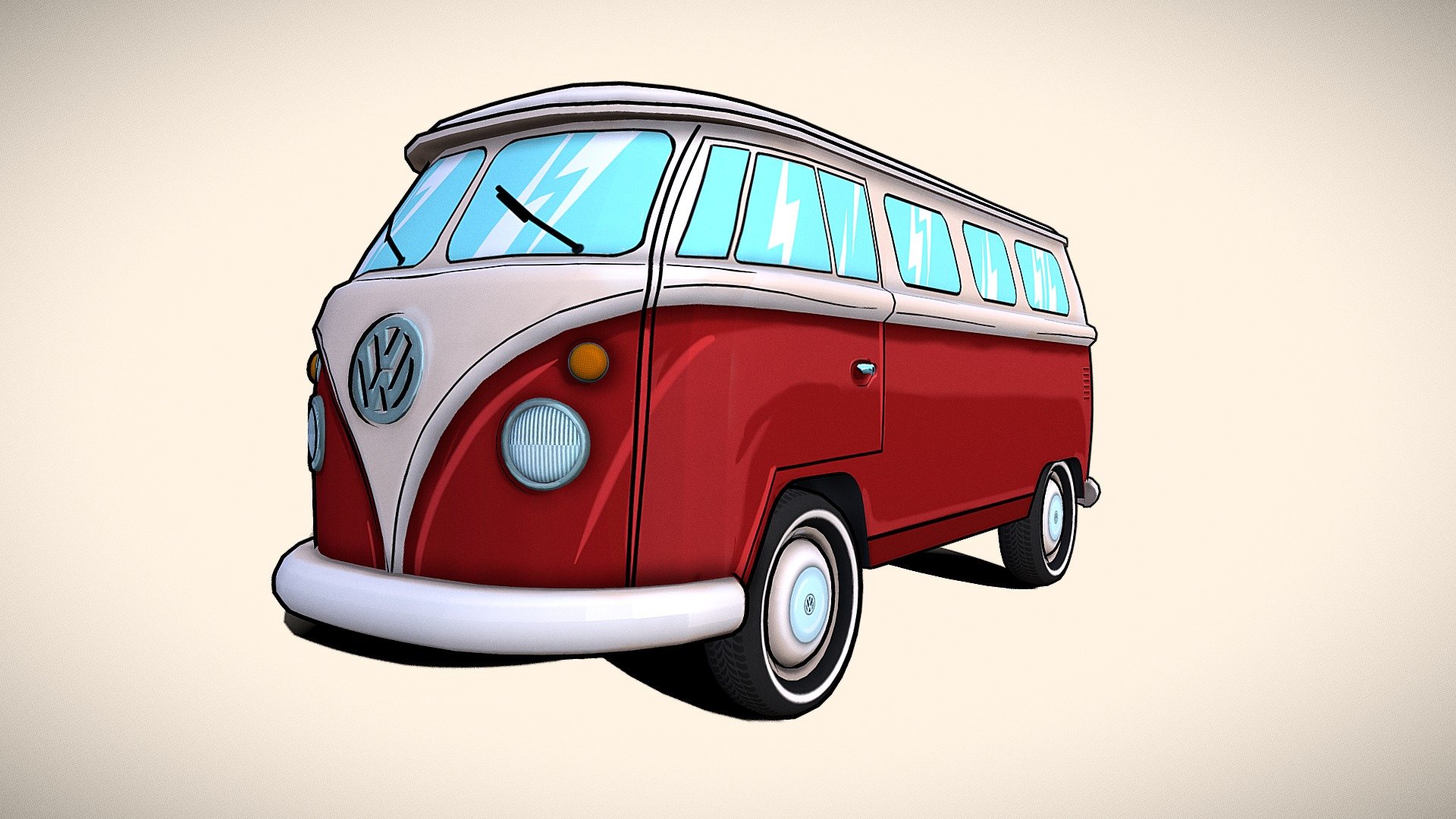 Cartoonish Volkswagen T1 3d model