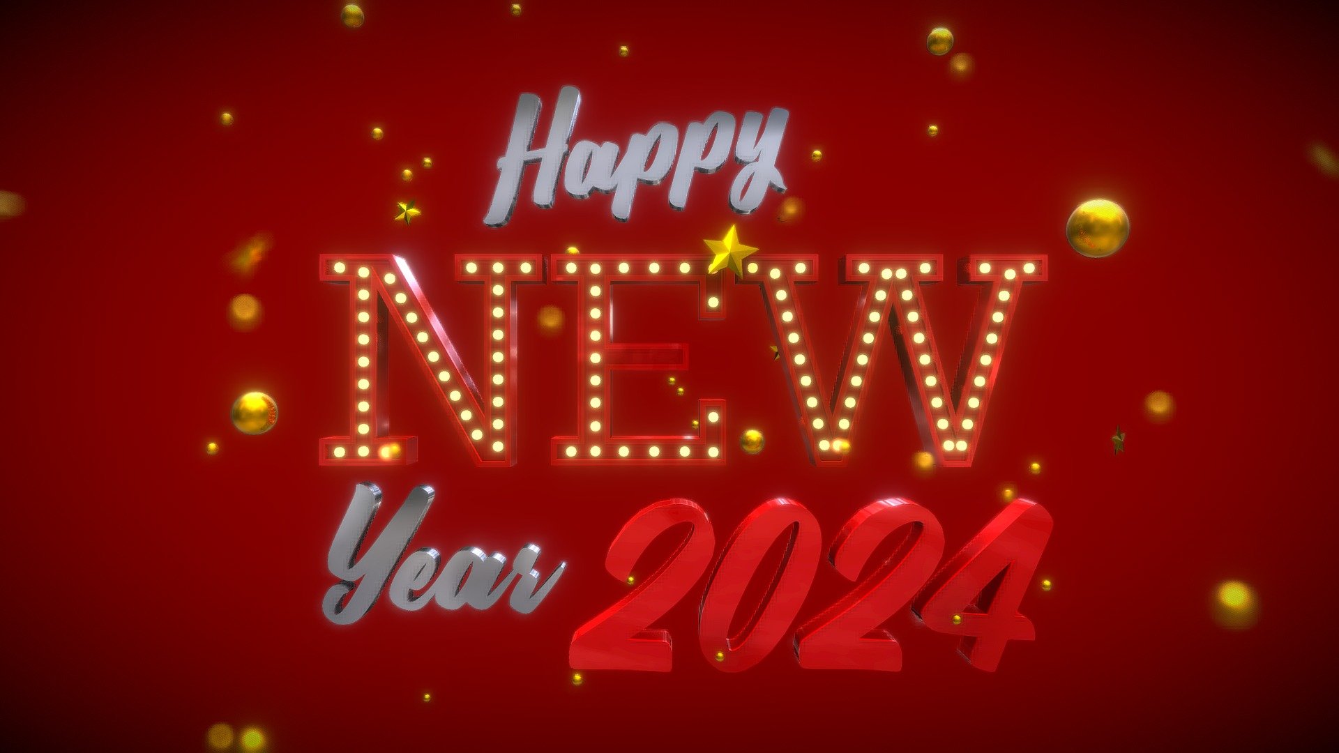 Happy New Year 2024 3d model