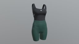 Black tank top with green shorts cycling set