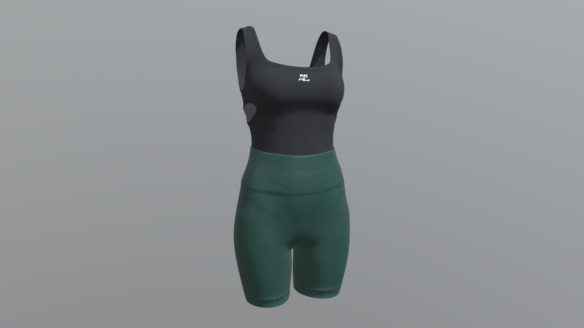 Black tank top with green shorts cycling set 3d model