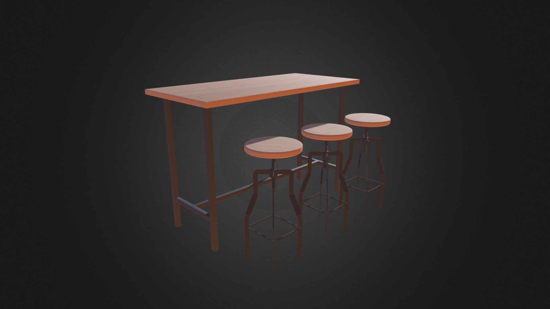 Bar Table with Stools 3d model