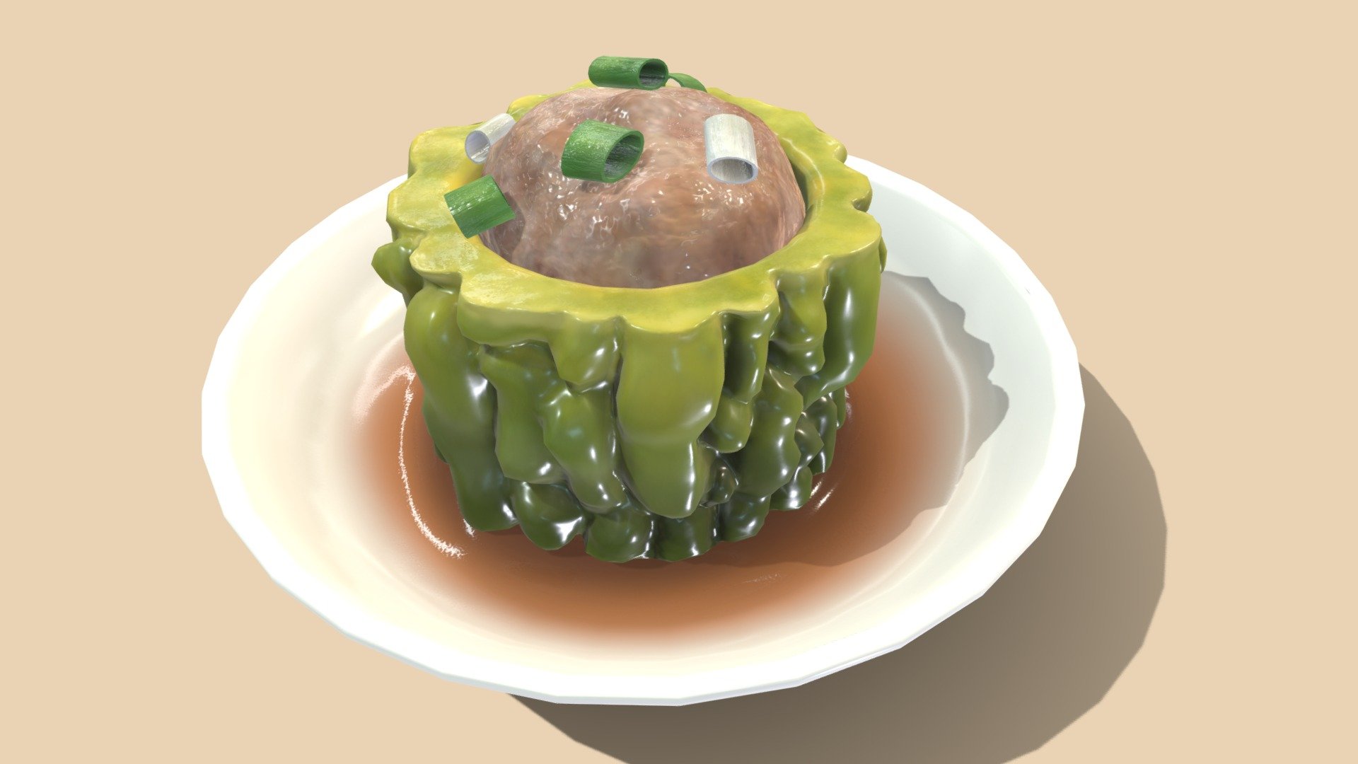 Bitter Gourd Stuffed Meat 3d model