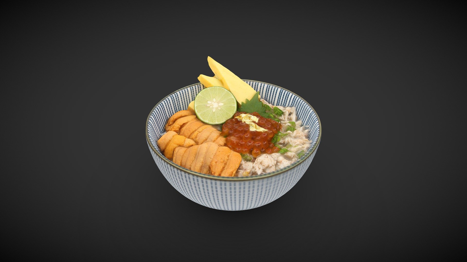 蟹肉海膽三文魚子飯 3d model