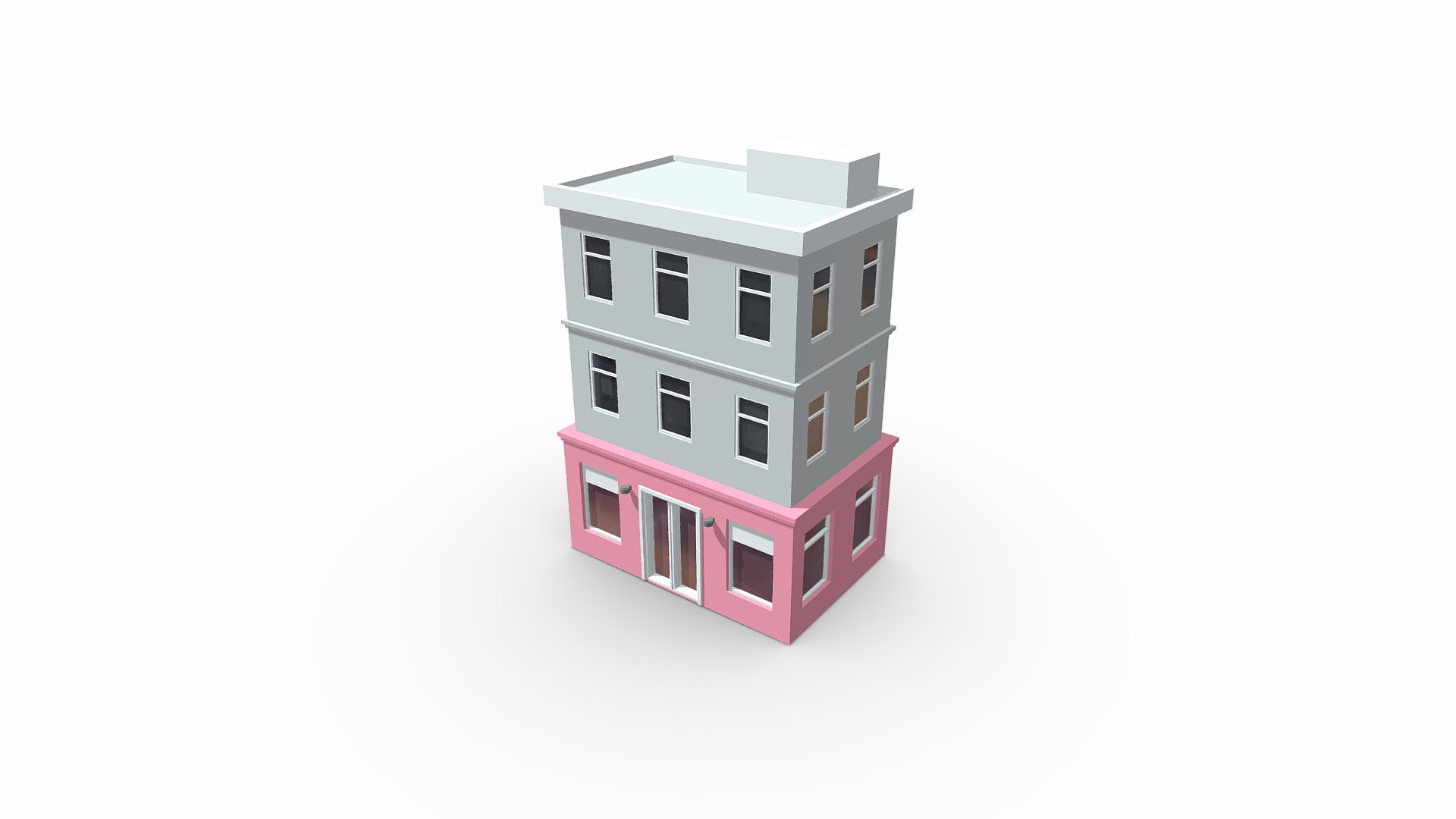 Low Poly Building With Store 3d model