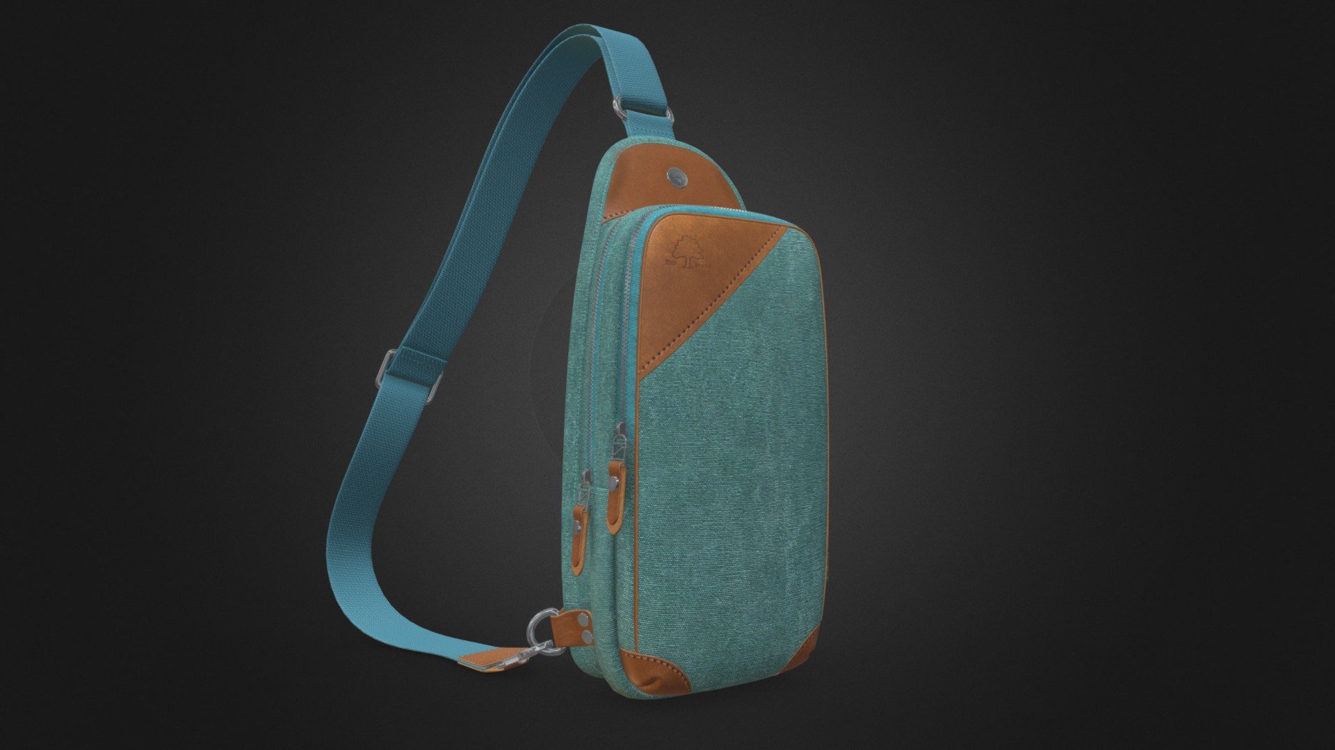 Canna Canvas Sling Bag (Teal) 3d model