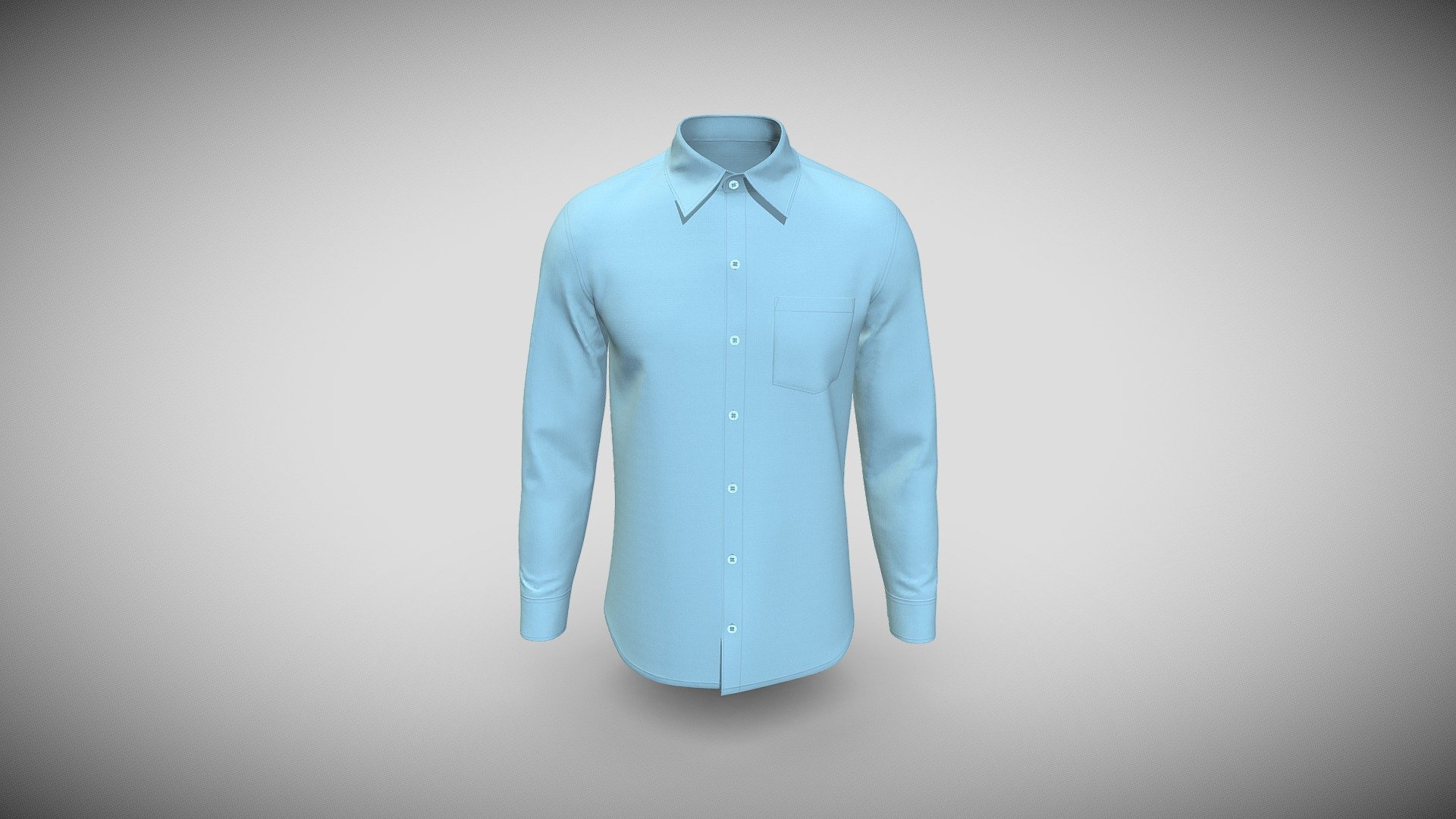 Mens Long Sleeve Slim Fit Blue Shirt 3d model