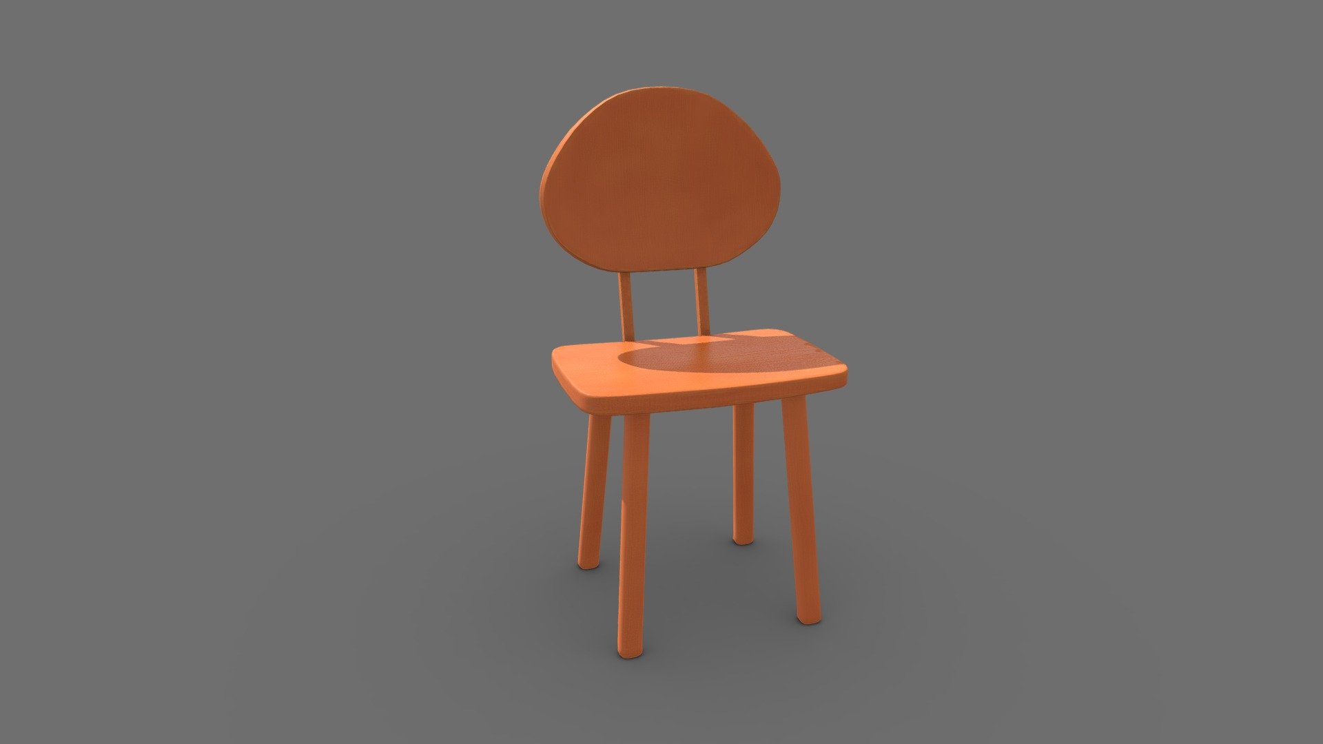 Cartoon brown wooden chair 3d model