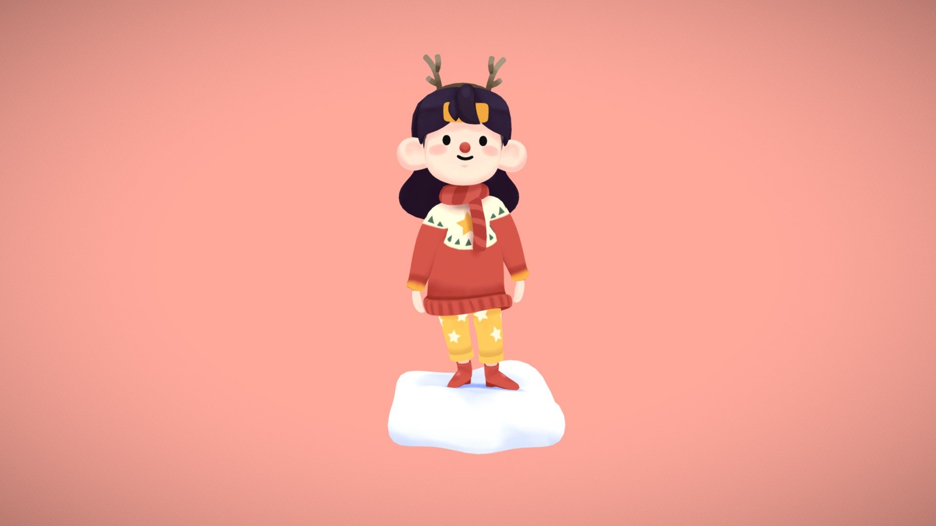 Christmas Big Ear Girl 3d model