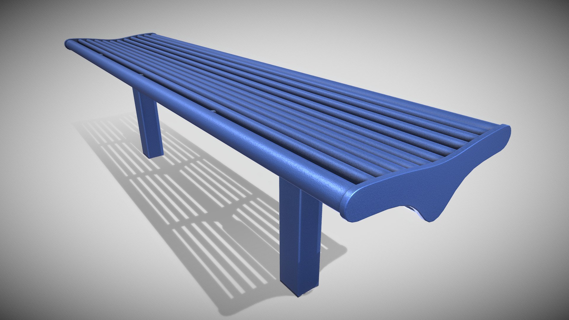 Bench [5] (Low-Poly) (Blue Painted Metal) 3d model