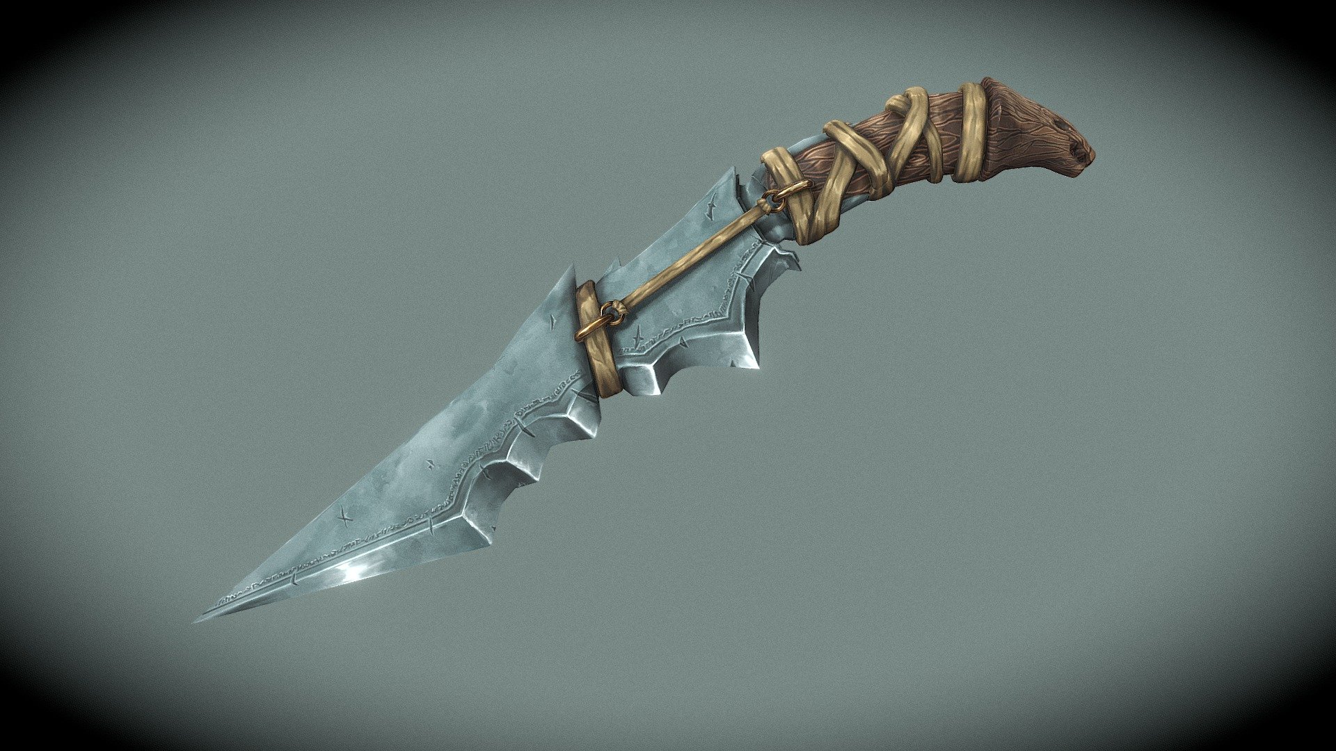 Fantasy-Hand-painted-Dagger 3d model