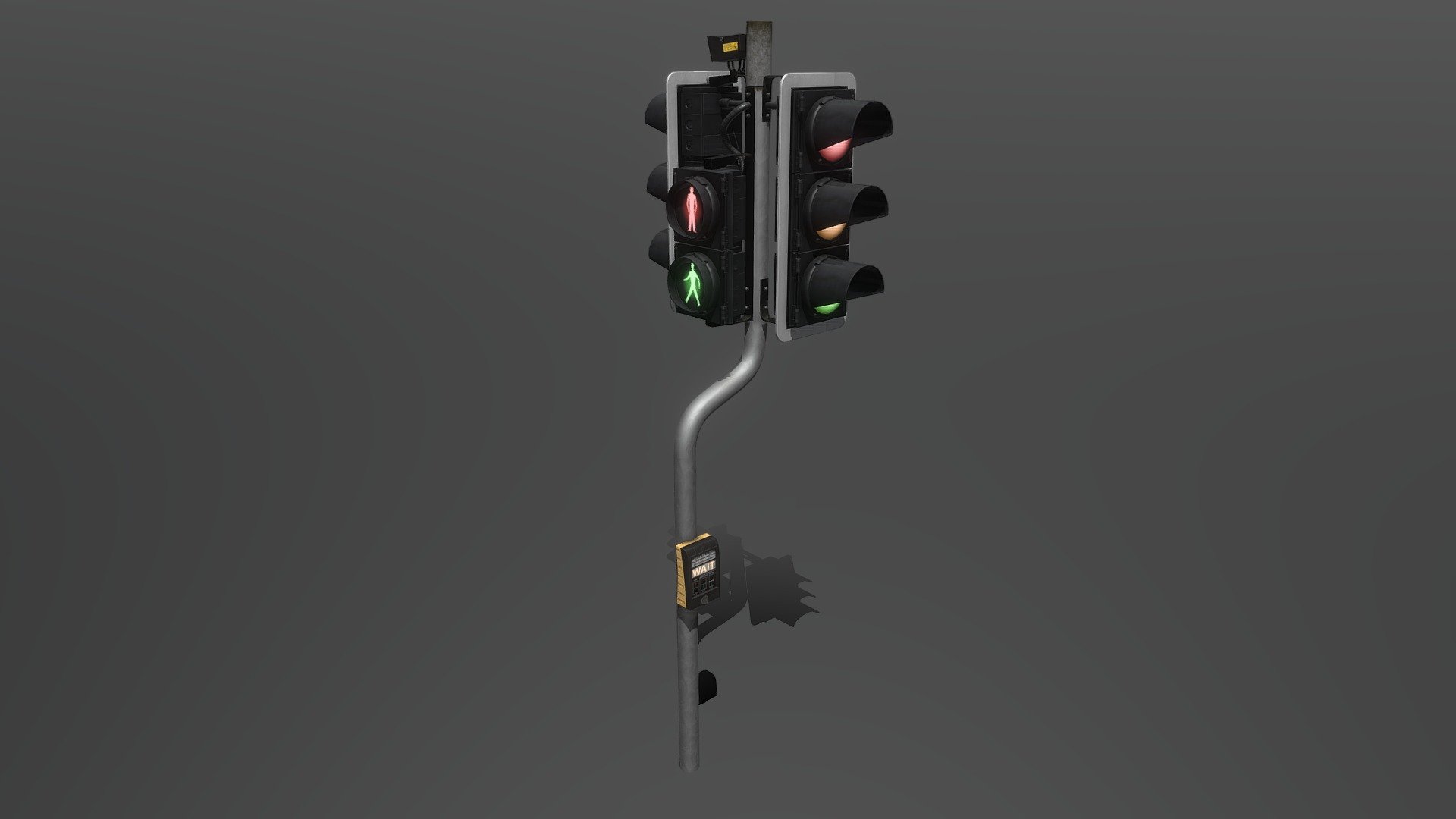 UK Pelican Crossing Traffic Lights (Curved) 3d model