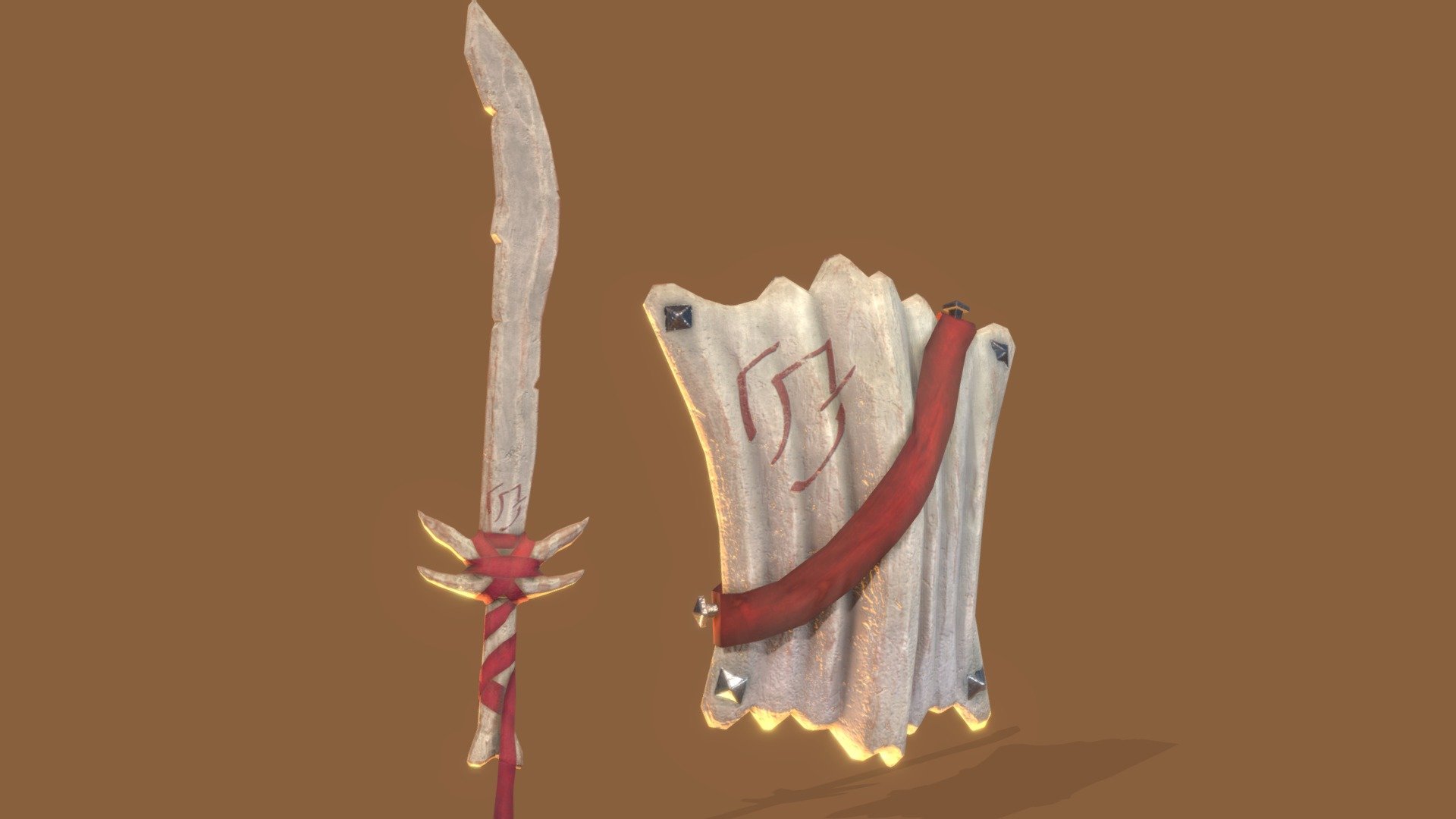 Bone Sword and Shield 3d model