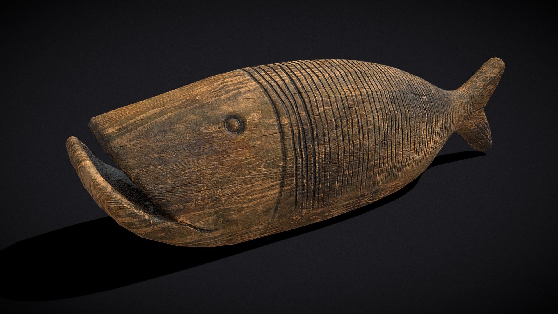 Medieval Wooden Fish Toy 3d model