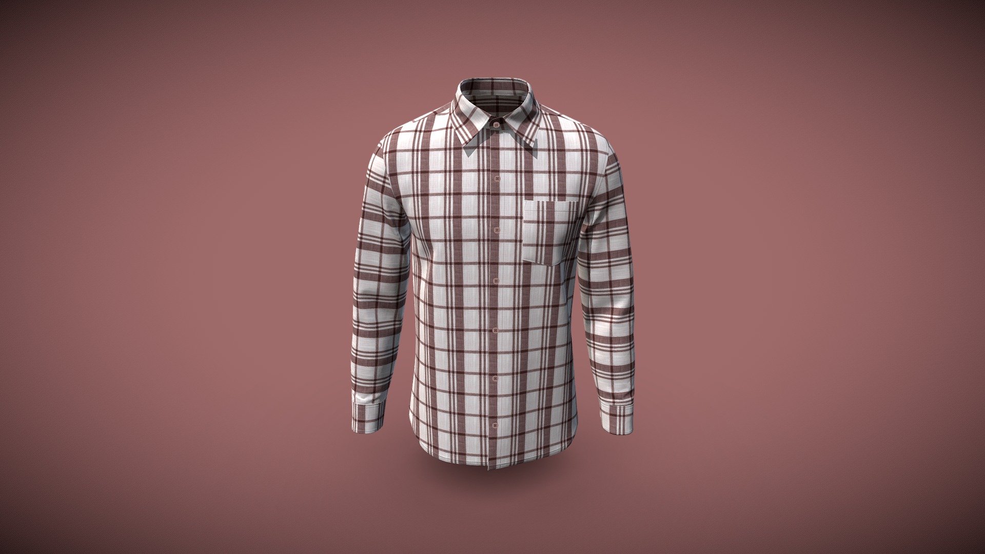 Mens Long Sleeve Slim Fit Basic Shirt 3d model