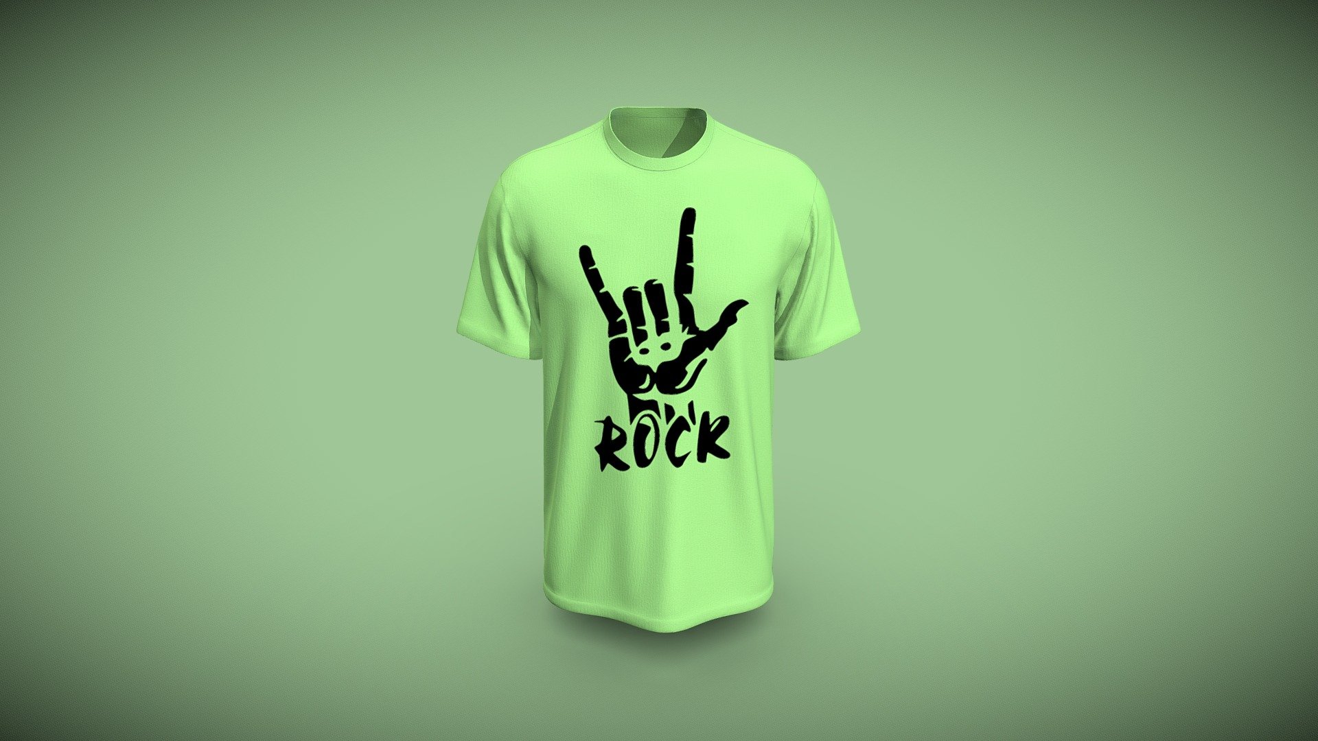 Rock Print Short Sleeves T- Shirt 3d model