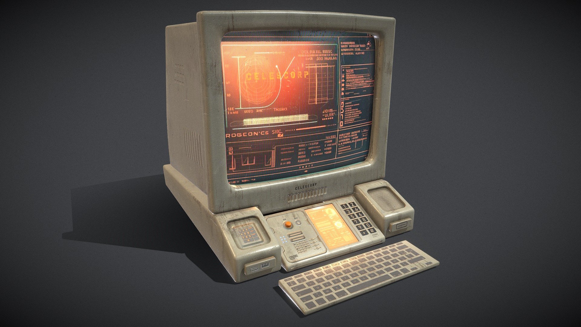 Retro Scifi computer 3d model