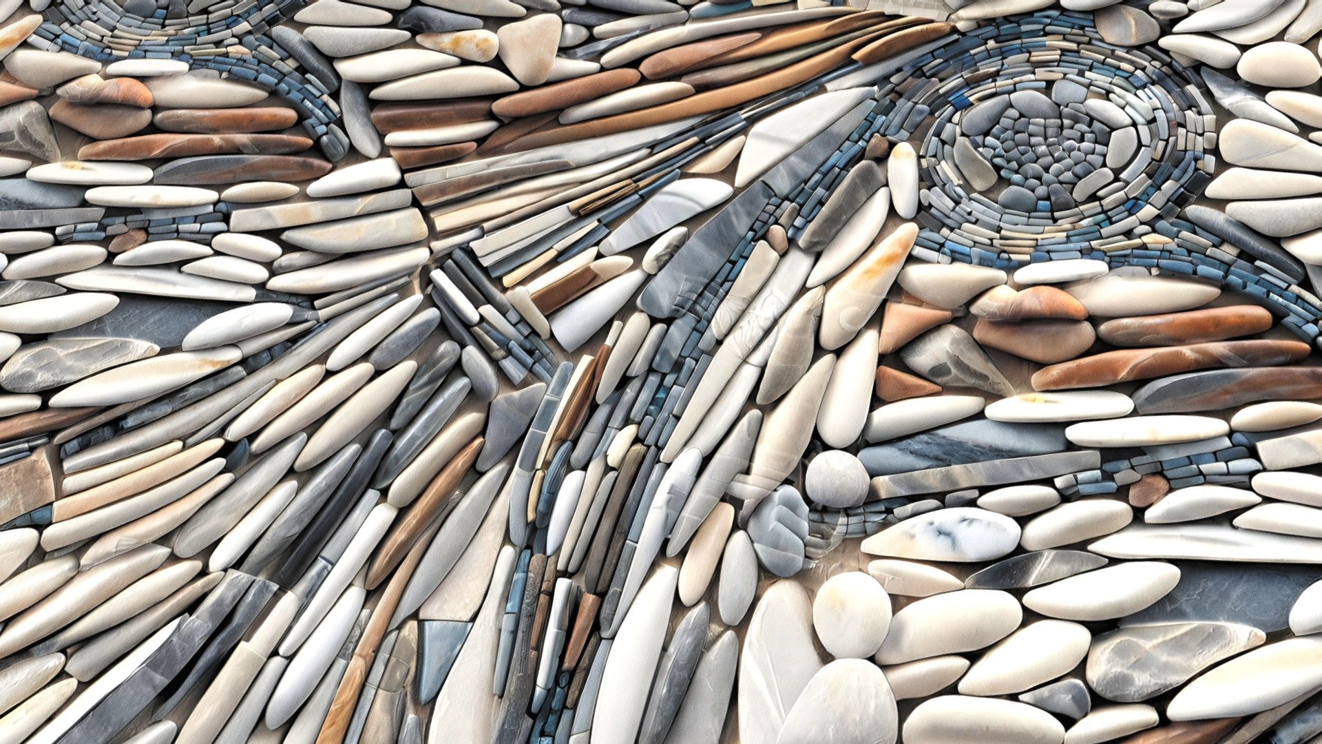 Abstract mosaic of polished river stones 3d model