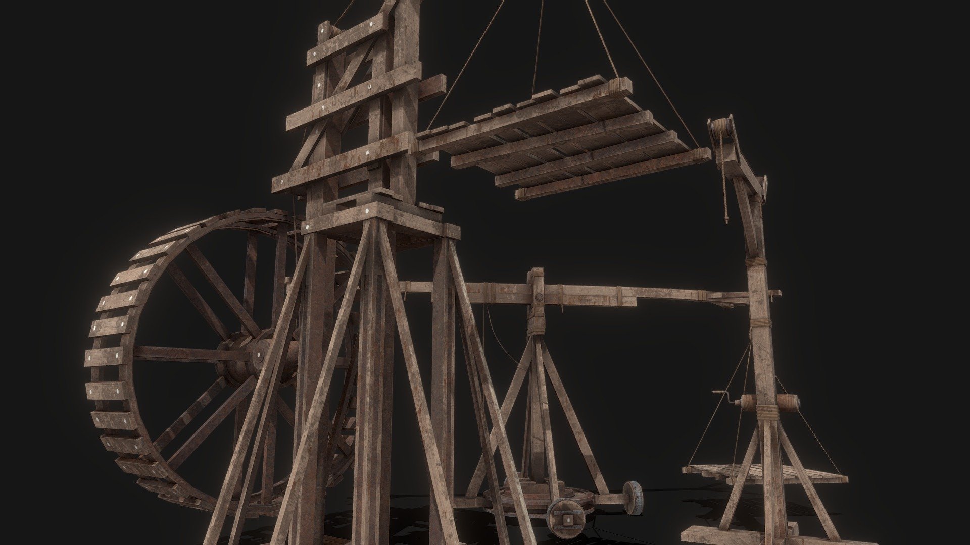 PBR Medieval Cranes 3d model