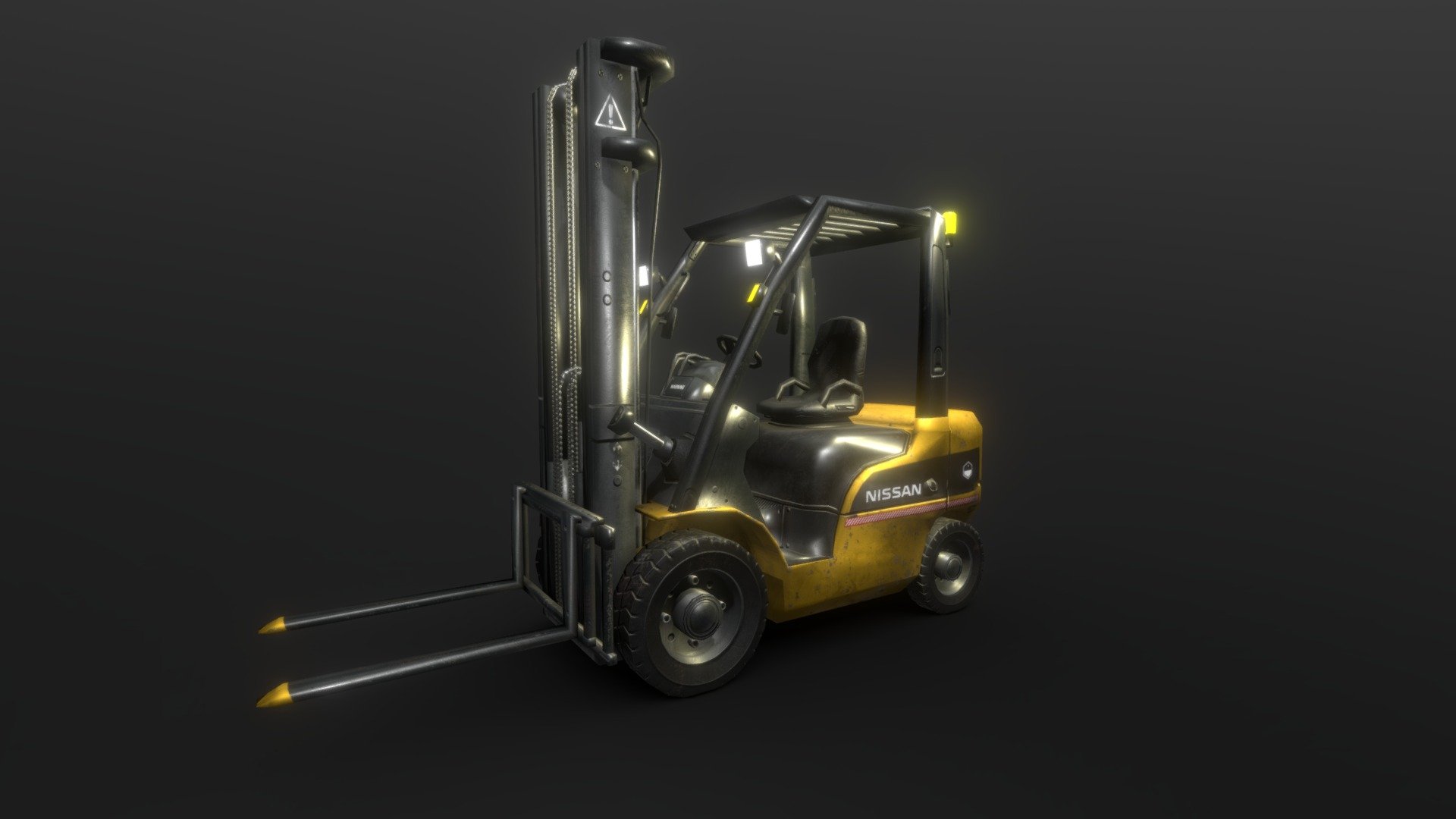 Forklift low poly game asset 3d model