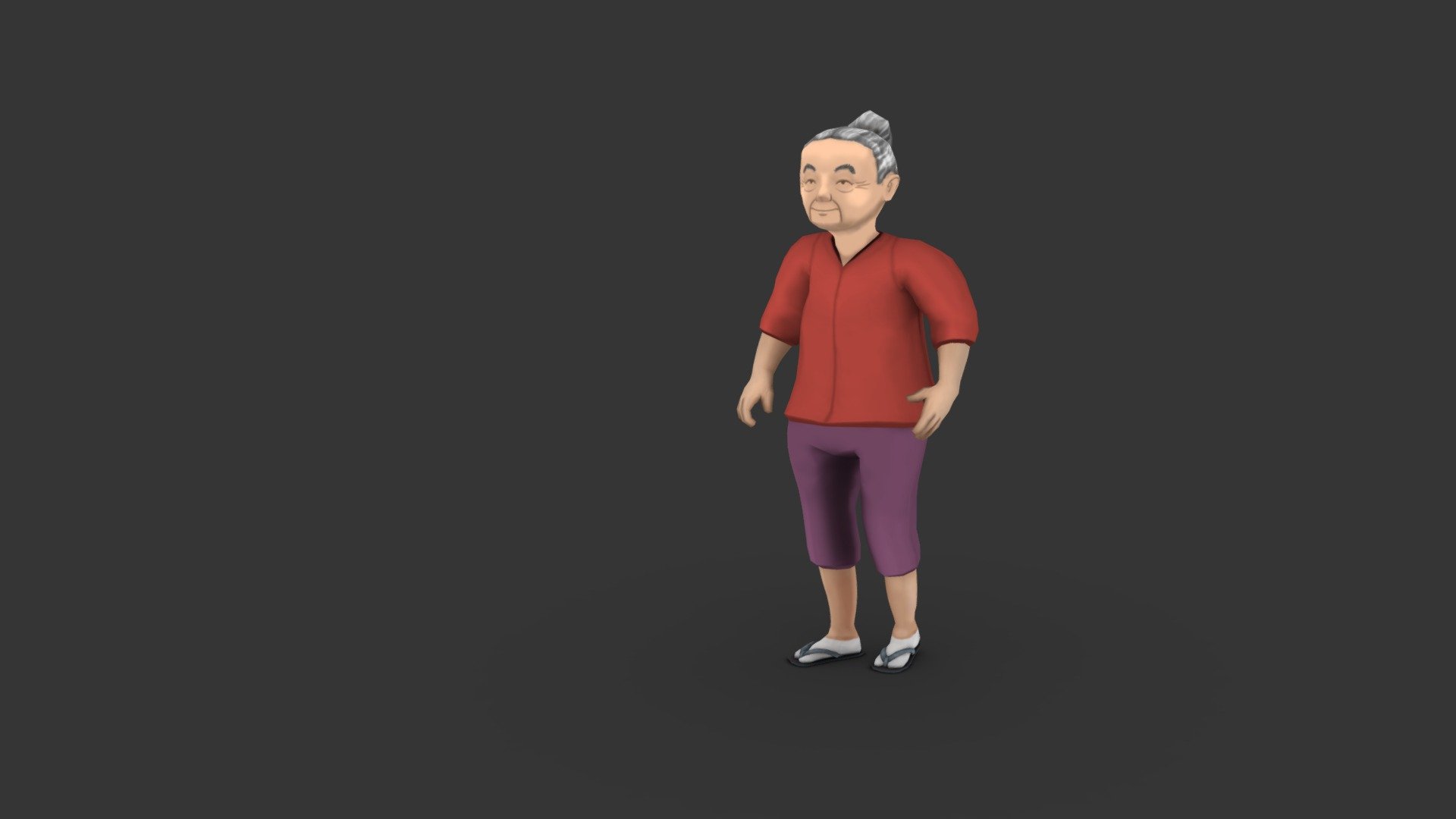 Character Grandma Lowpoly rigged 3d model