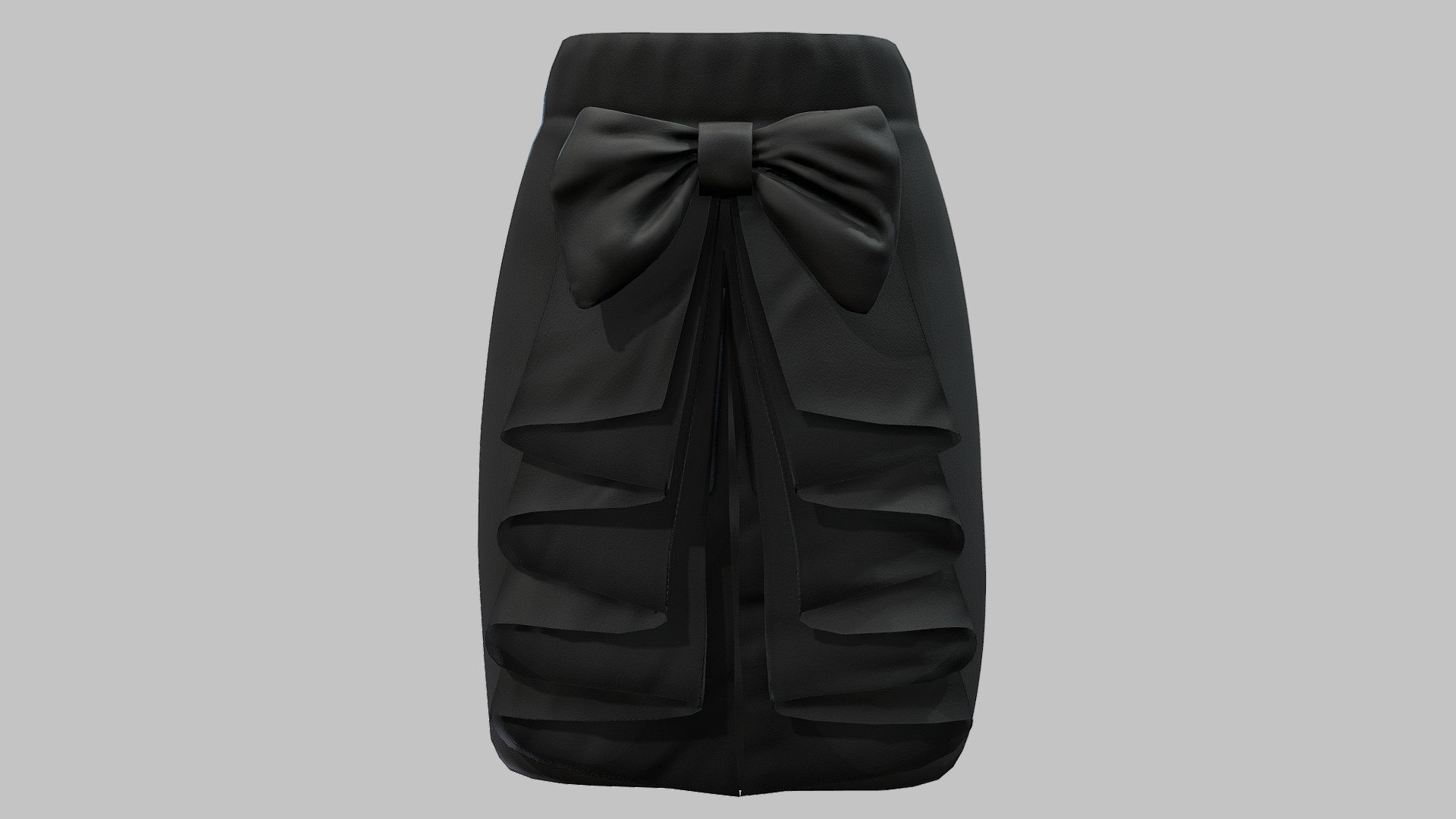 Female Black Bow Detail Cascading Ruffles Skirt 3d model