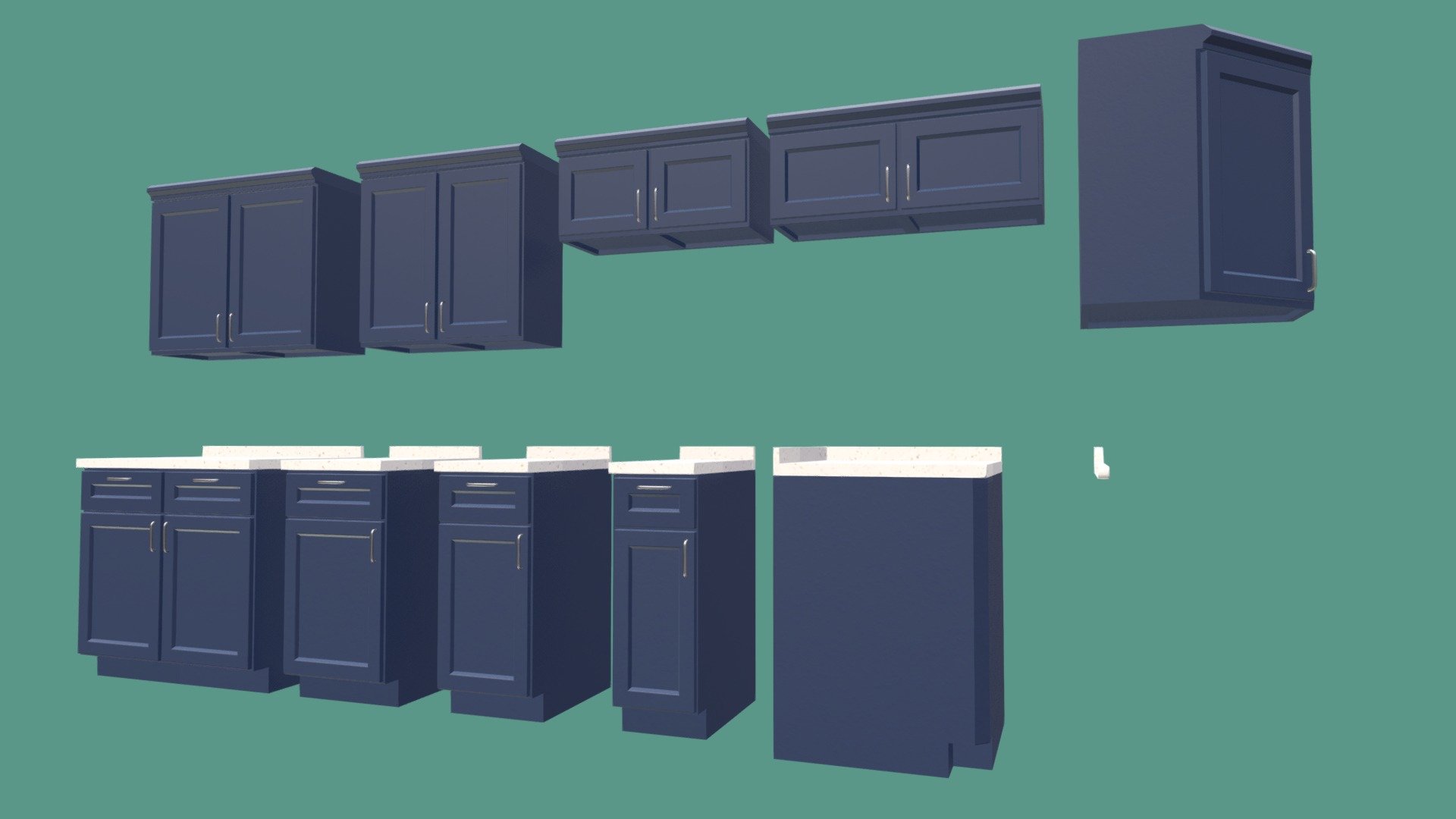 Modular Kitchen Cabinets Set 3d model