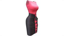 Front Ruffles Pencil Skirt Sleevless Top Dress