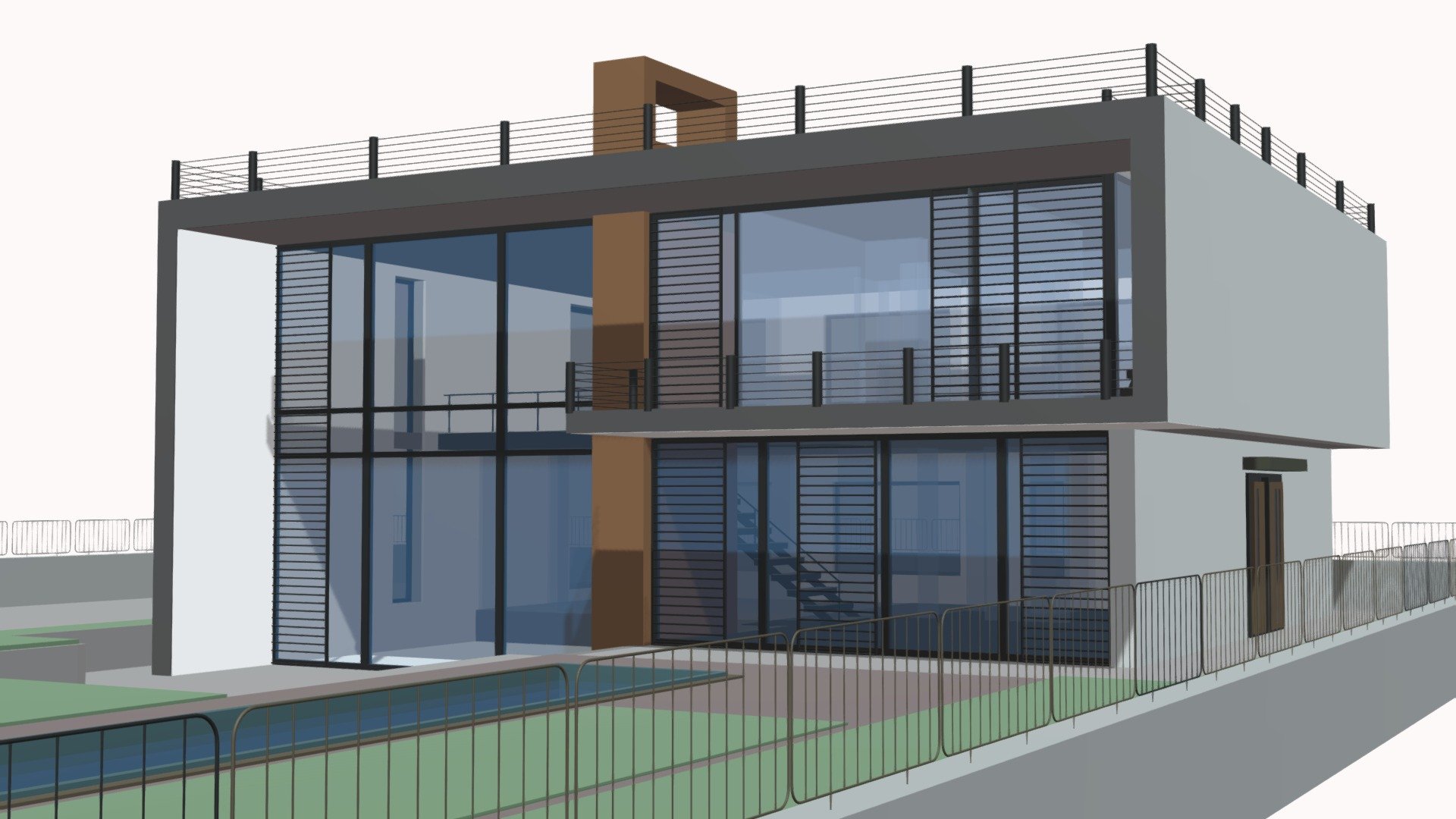 Modern luxury villa house building with pool 3d model