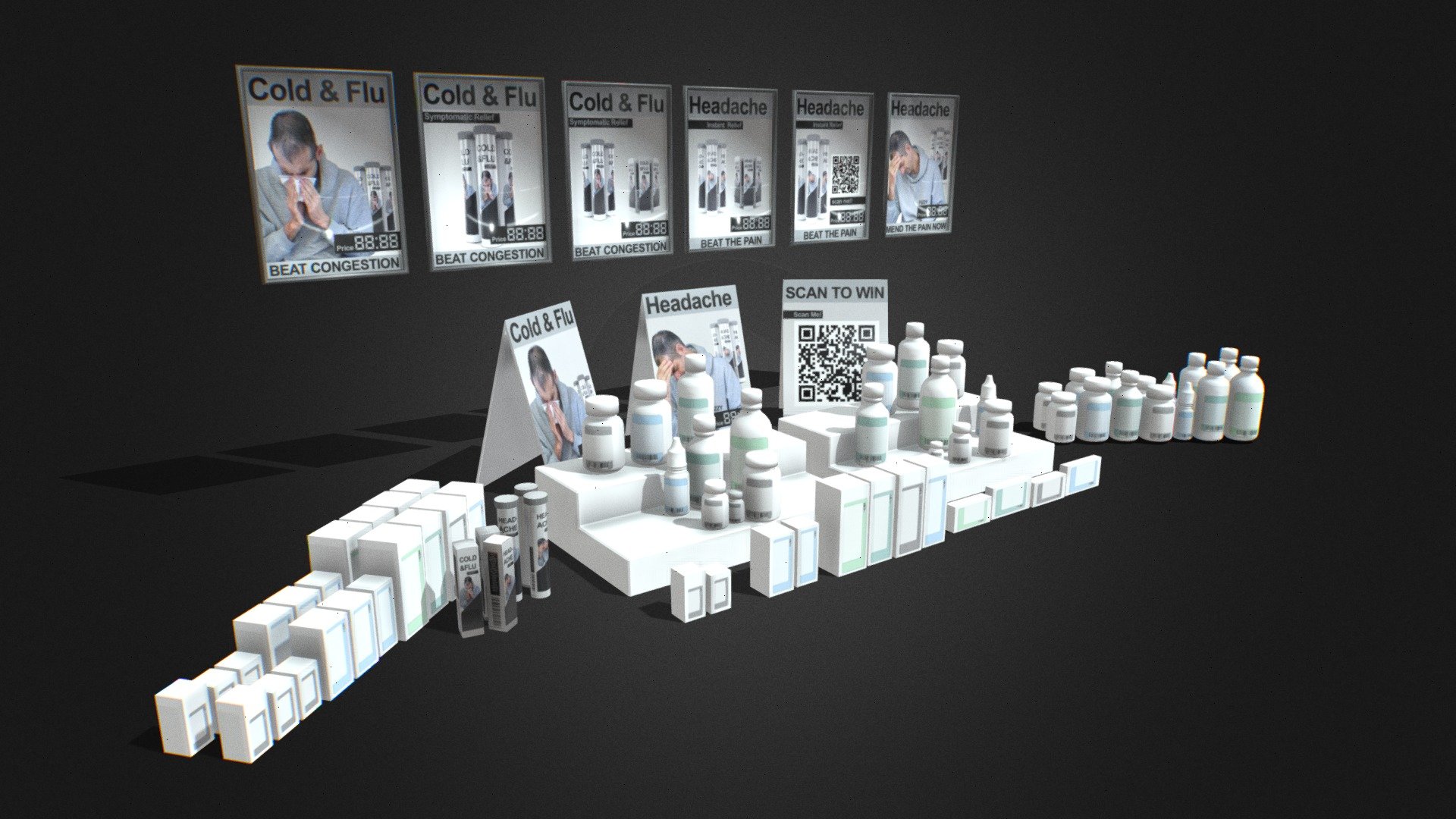 Pharmacy Drug Store Items pills posters 3d model