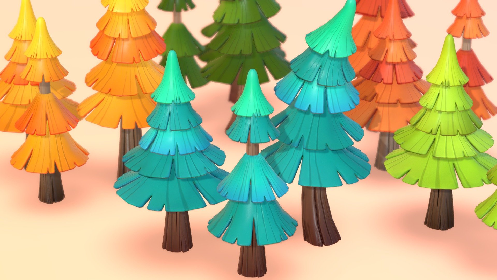 Pine Trees 002 3d model