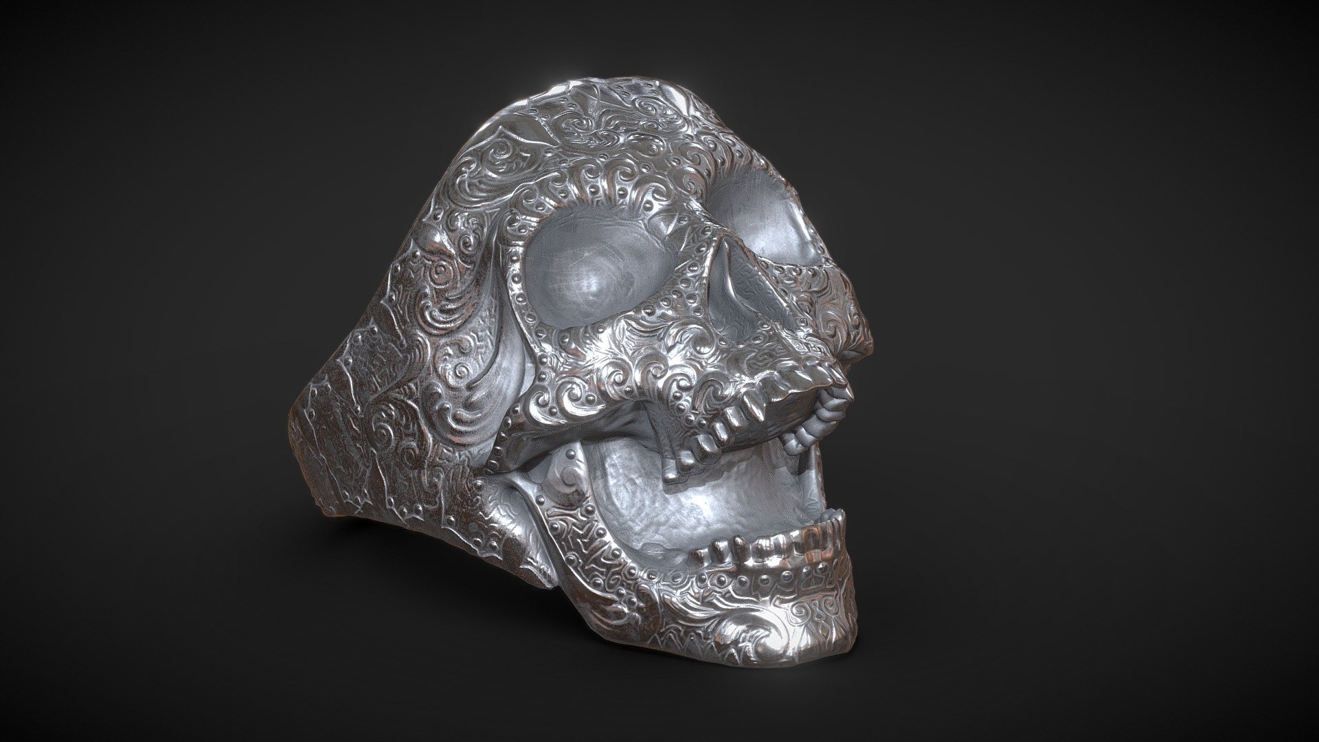 Sugar Skull Ring 3d model