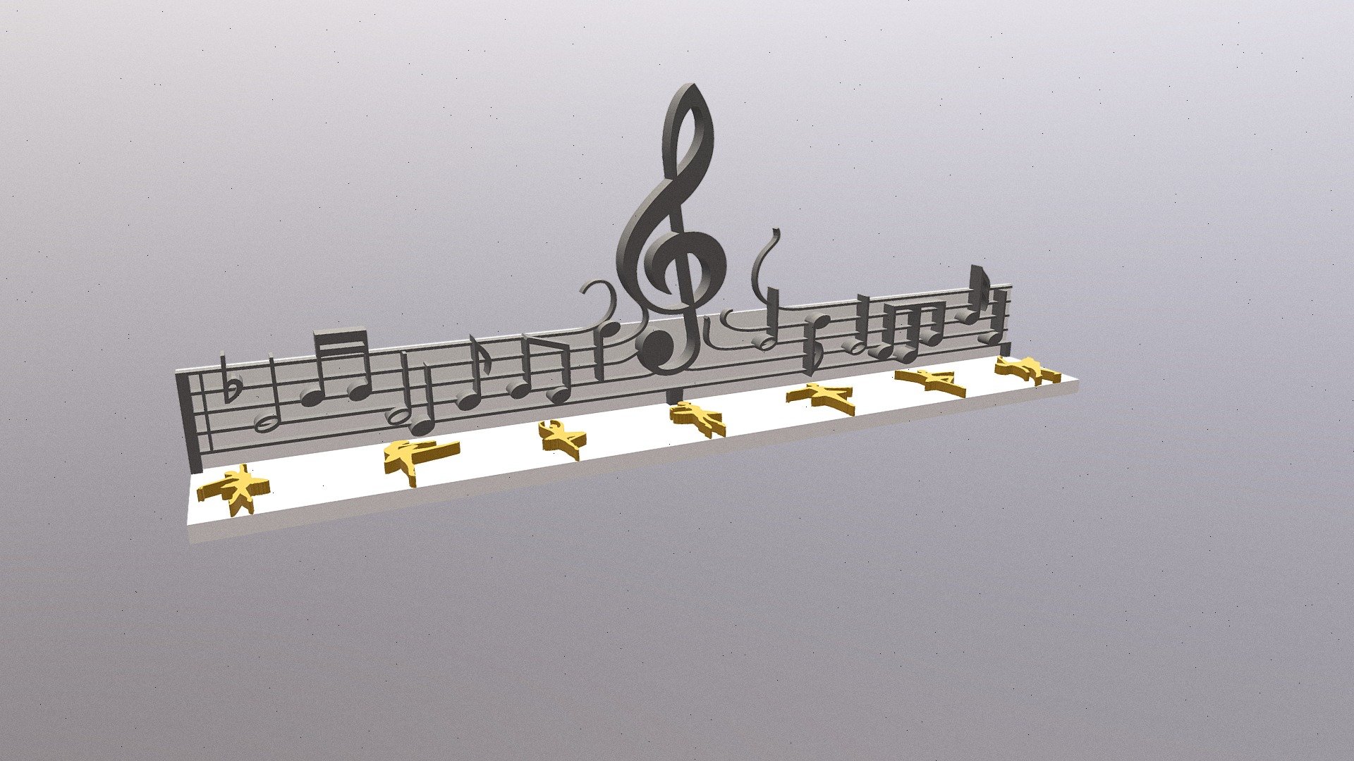 Notes de musique décoration 3d model