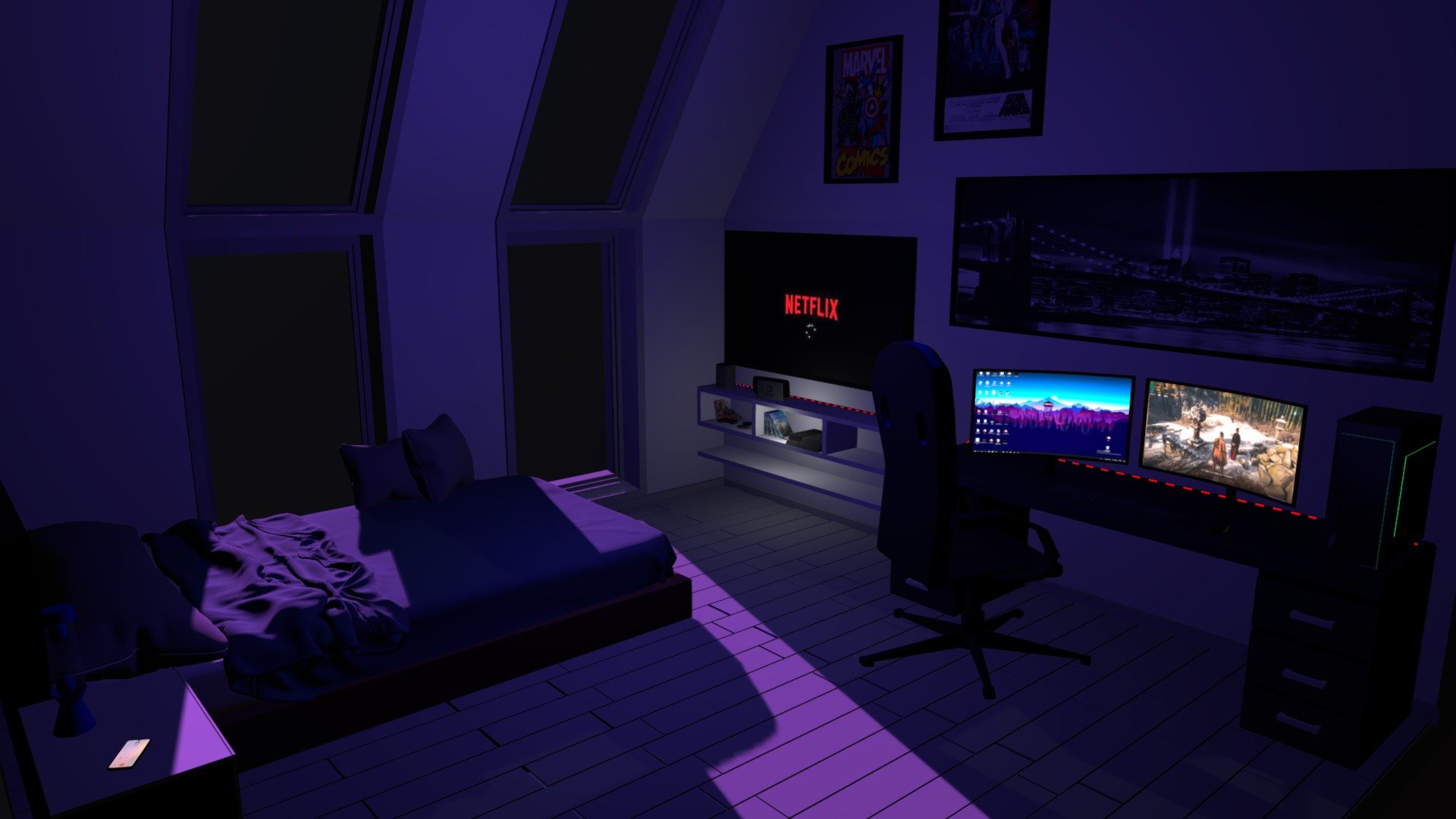 Gaming Bedroom 3d model