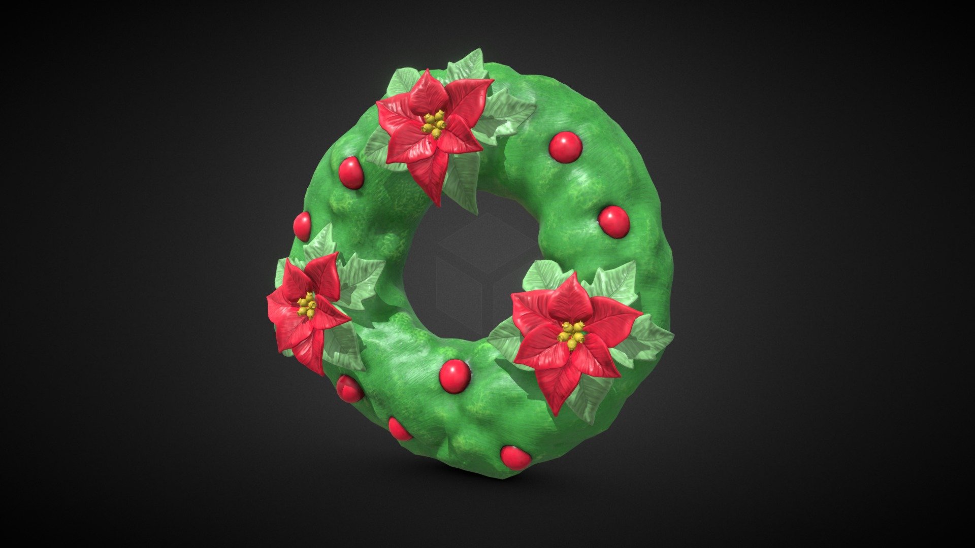 Stylized Christmas Wreath 3d model