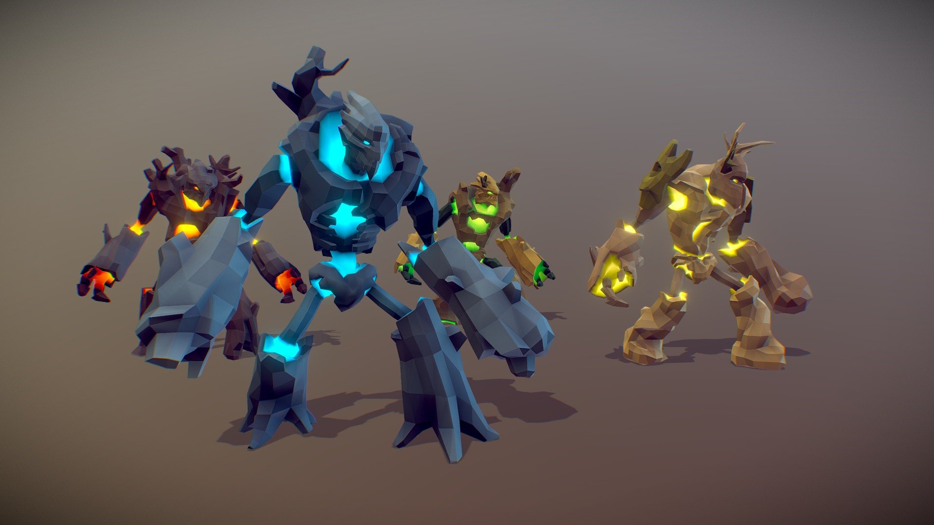 Forest Golems: Poly Art 3d model