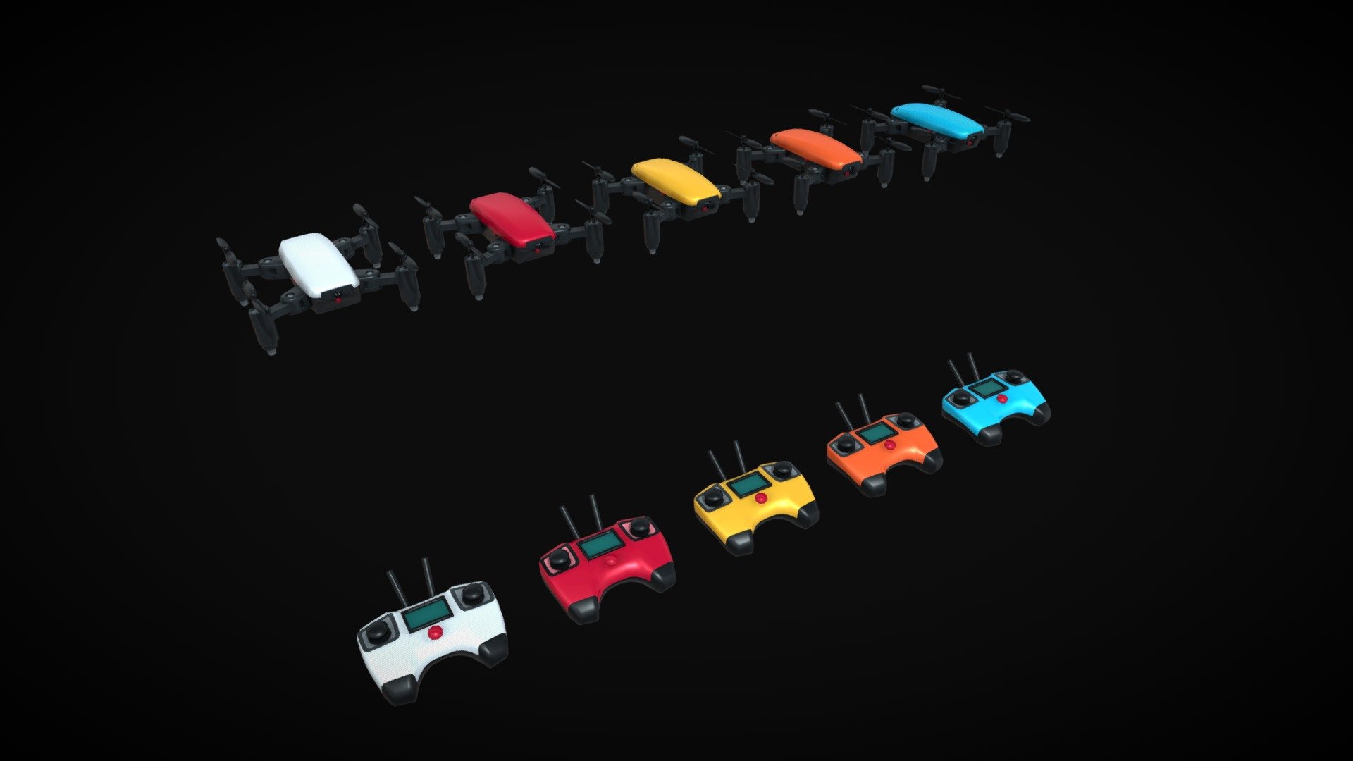 Mini Drone Set 3d model