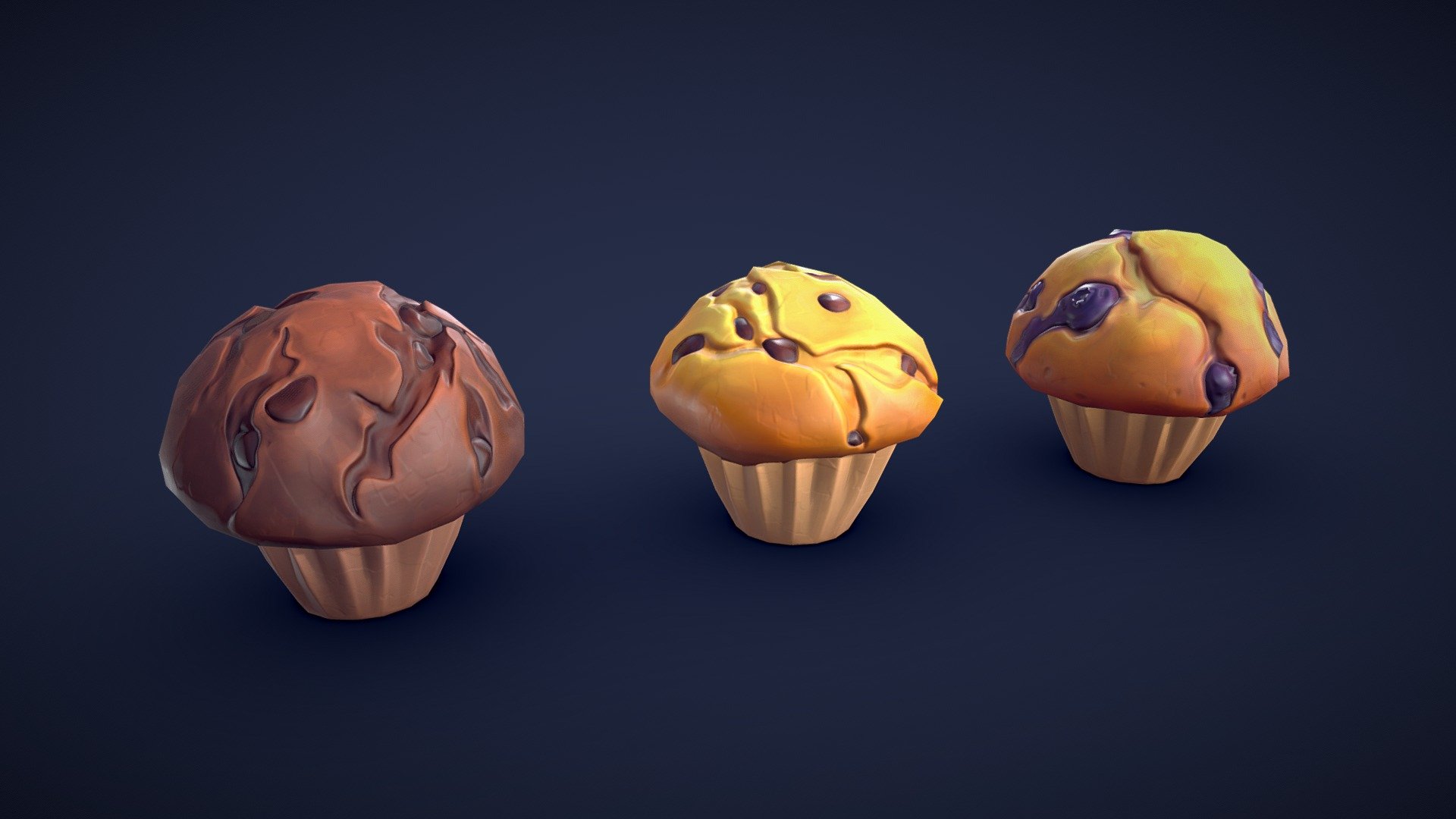 Stylized Muffins 3d model