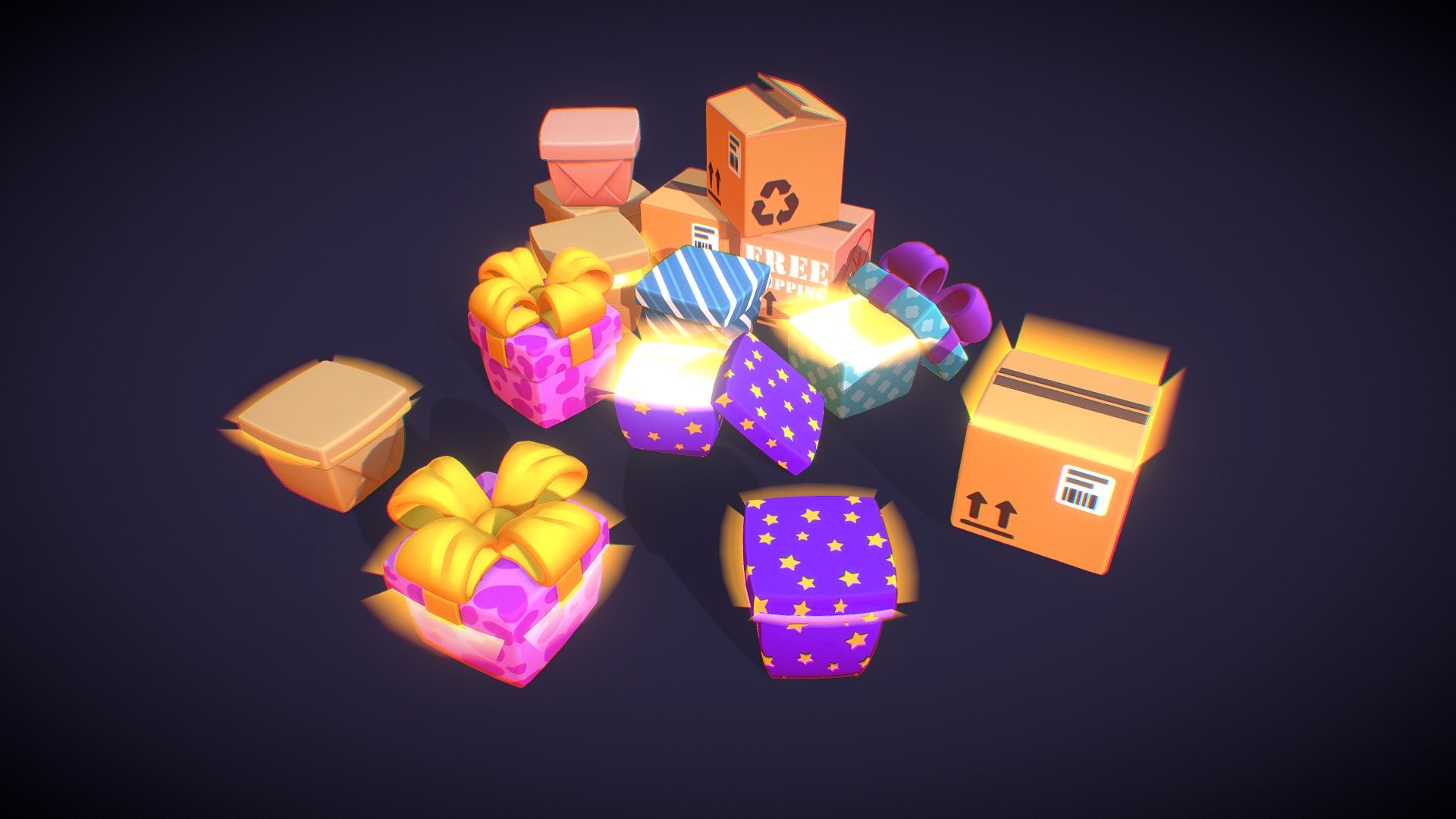 Packages And Gifts 3d model