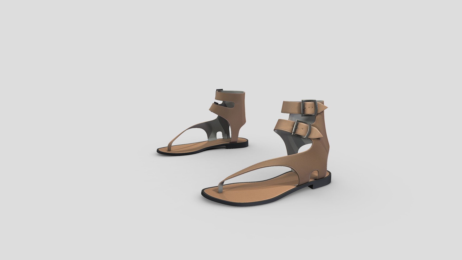 Ankle Straps Flat Roman Sandals 3d model