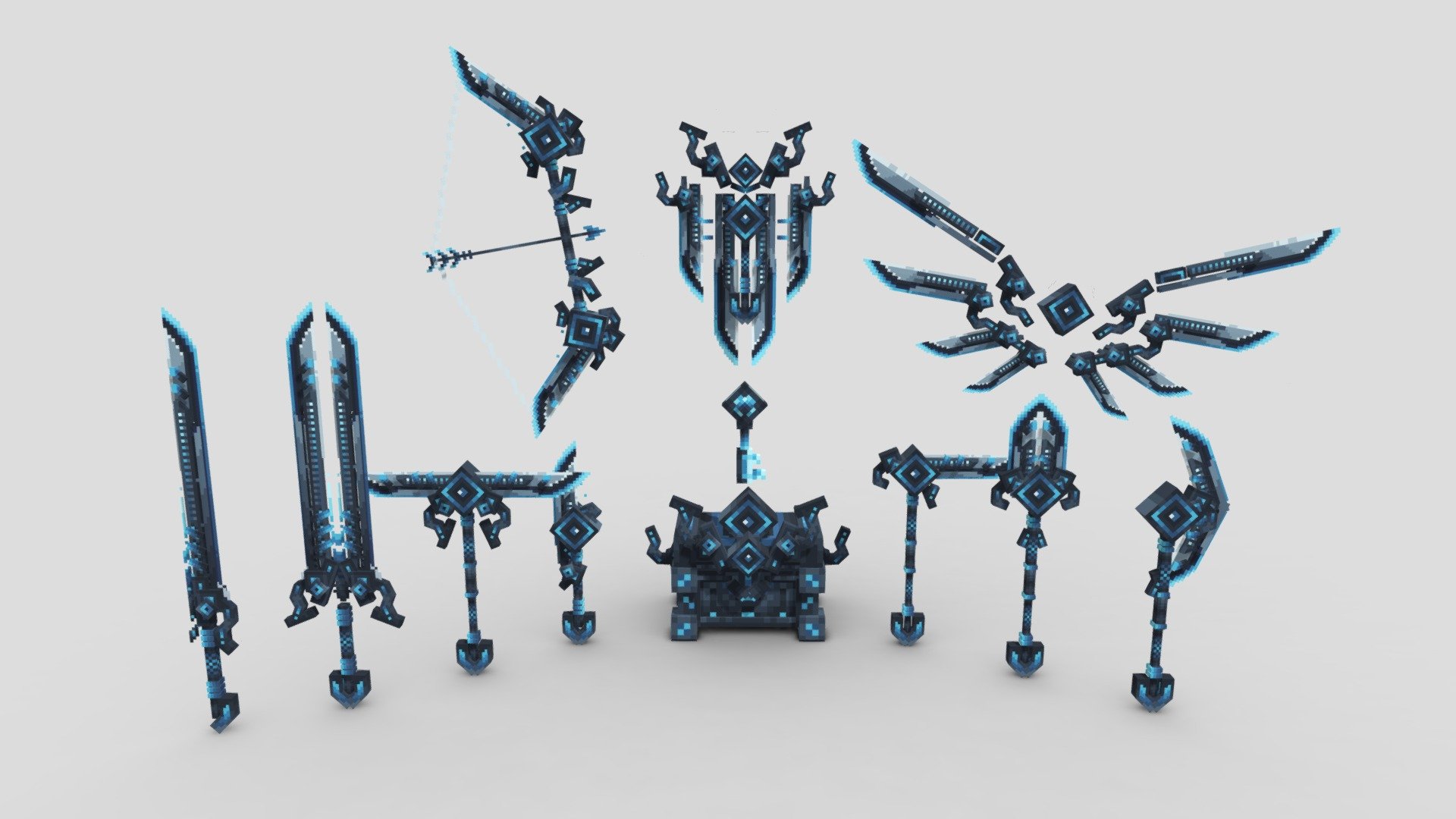 Cyber Enforcer Animated Weapon Set 3d model