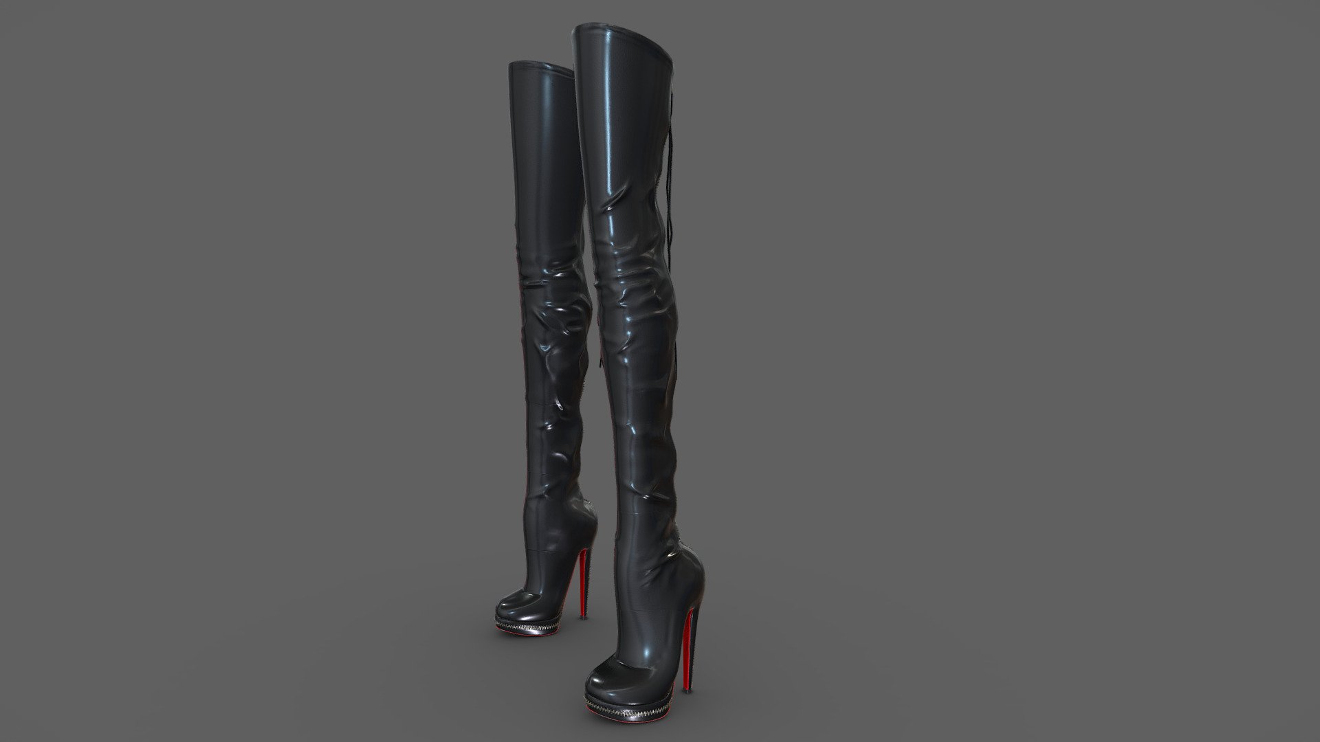 Female High Heels Thigh Boots 3d model