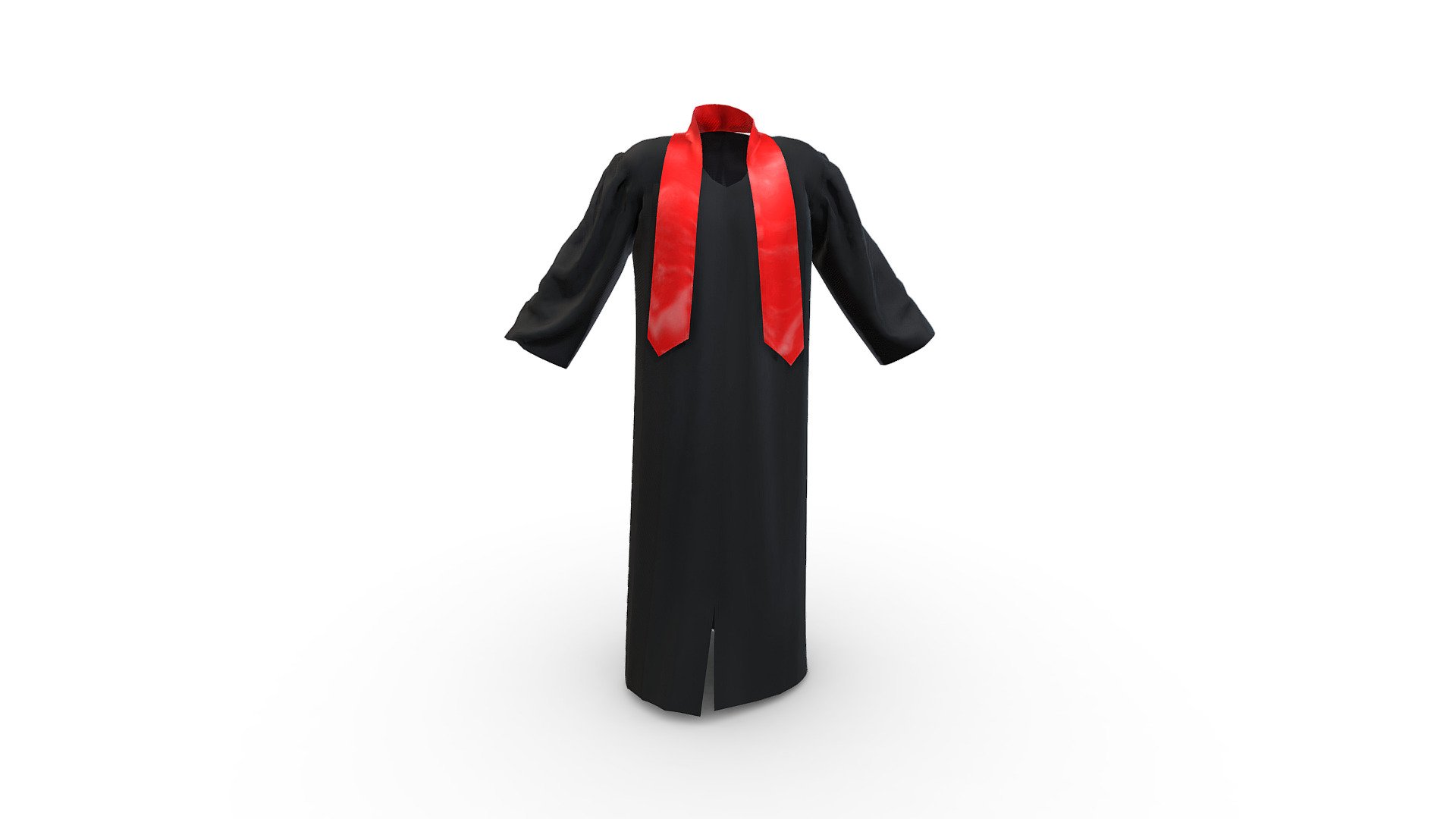 Male Graduation Gown And Sash 3d model