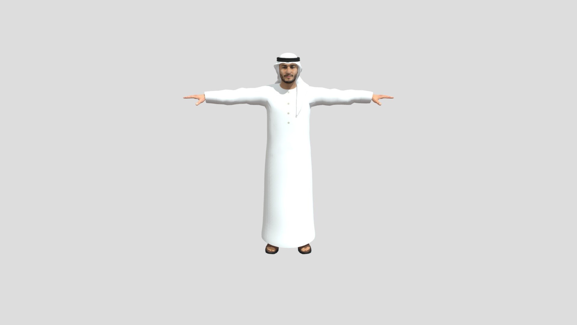 Emarati Male in Local Dress (Rigged+Expressions) 3d model