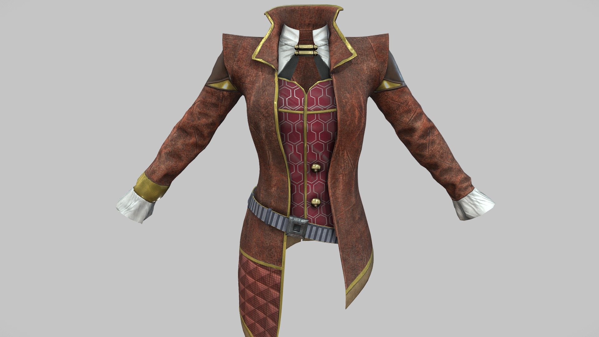 Female Steampunk Cosplay Jacket 3d model