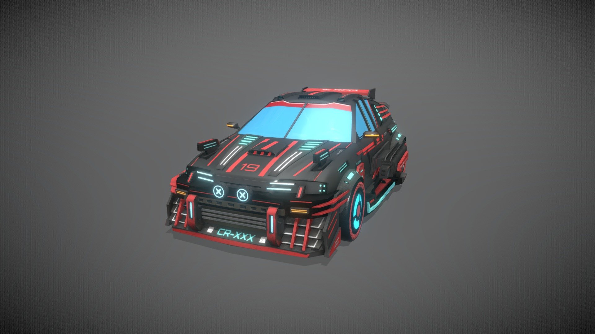 cyberpunk honda cr-x battle car 3d model