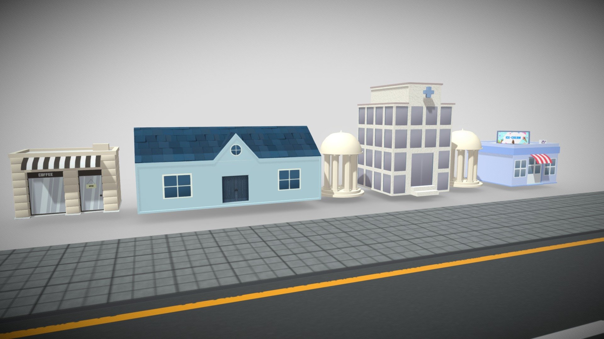 Low Poly Building Pack | Game Asset 3d model