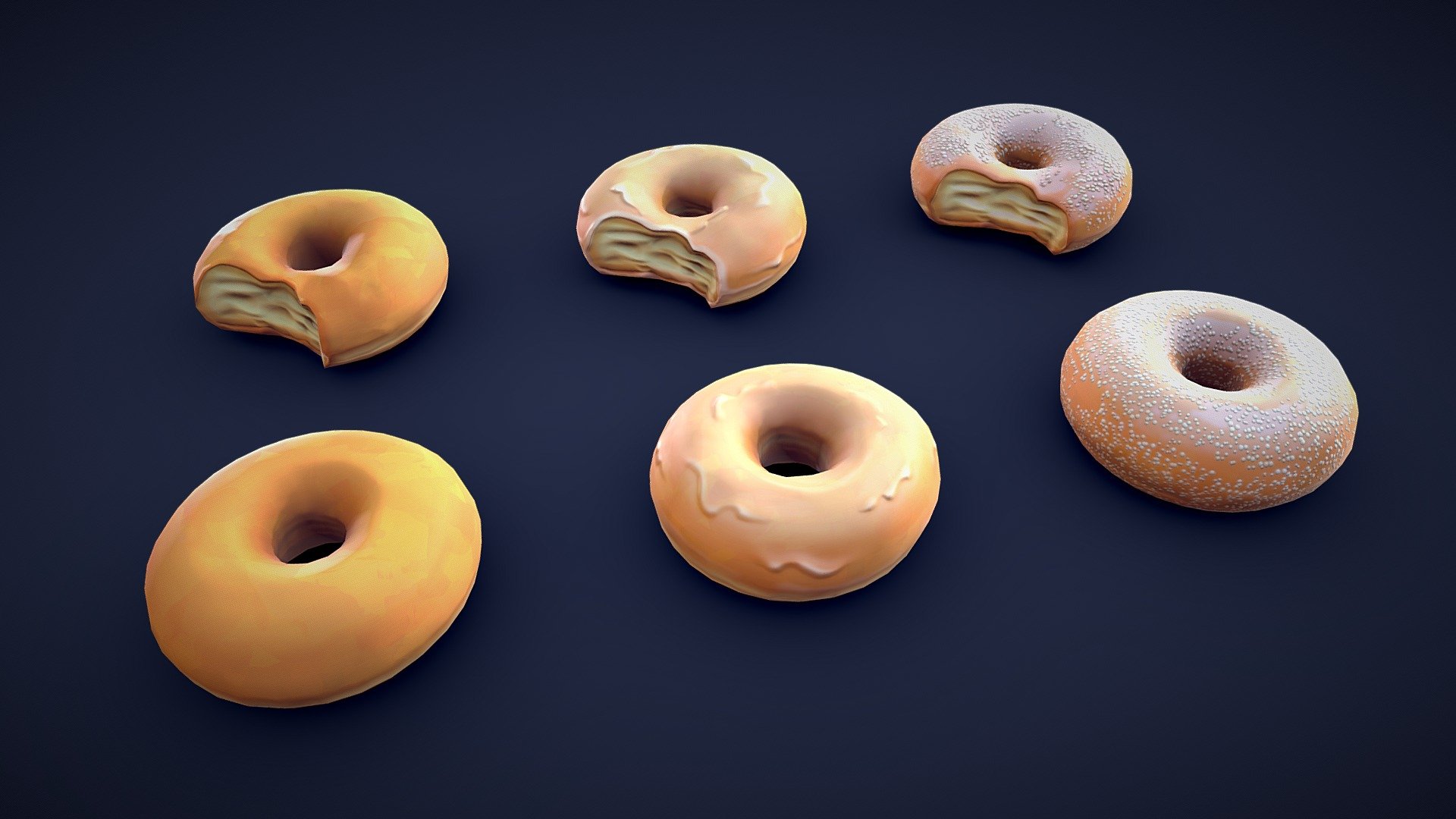 Stylized Plain Donuts 3d model